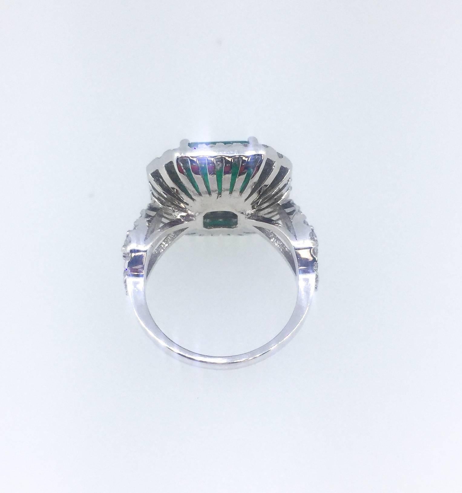 6.28 Carat Emerald Diamond Cocktail Ring In New Condition In Los Angeles, CA