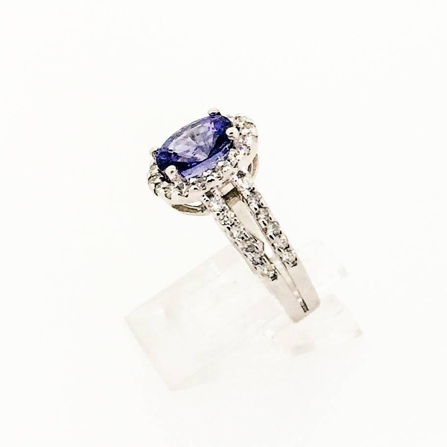 Modern 3.24 Carat Blue Sapphire Diamond Ring