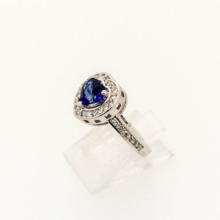 Modern 1.49 Carat Blue Sapphire Diamond Ring