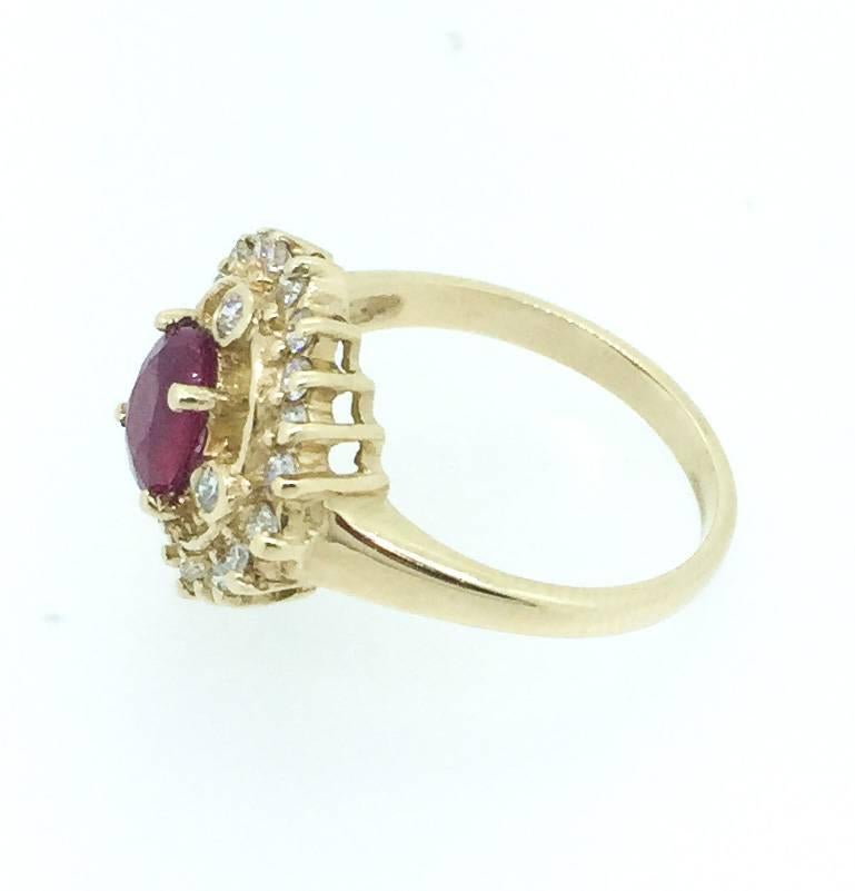 Art Deco 1.67 Carat Ruby Diamond Cocktail Ring