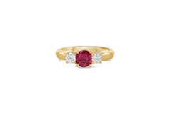 1.08 Carat Burmese Ruby Diamond Three-Stone Ring