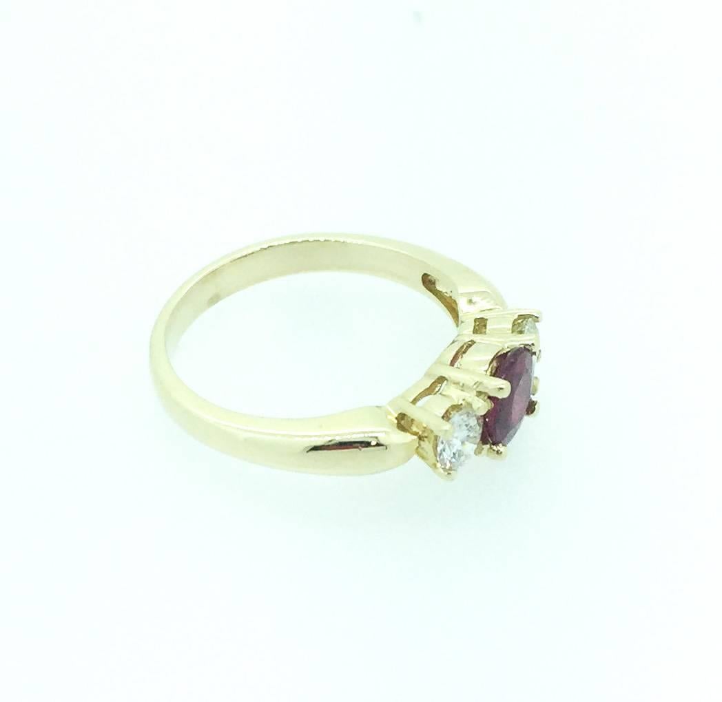 Modern 1.08 Carat Burmese Ruby Diamond Three-Stone Ring