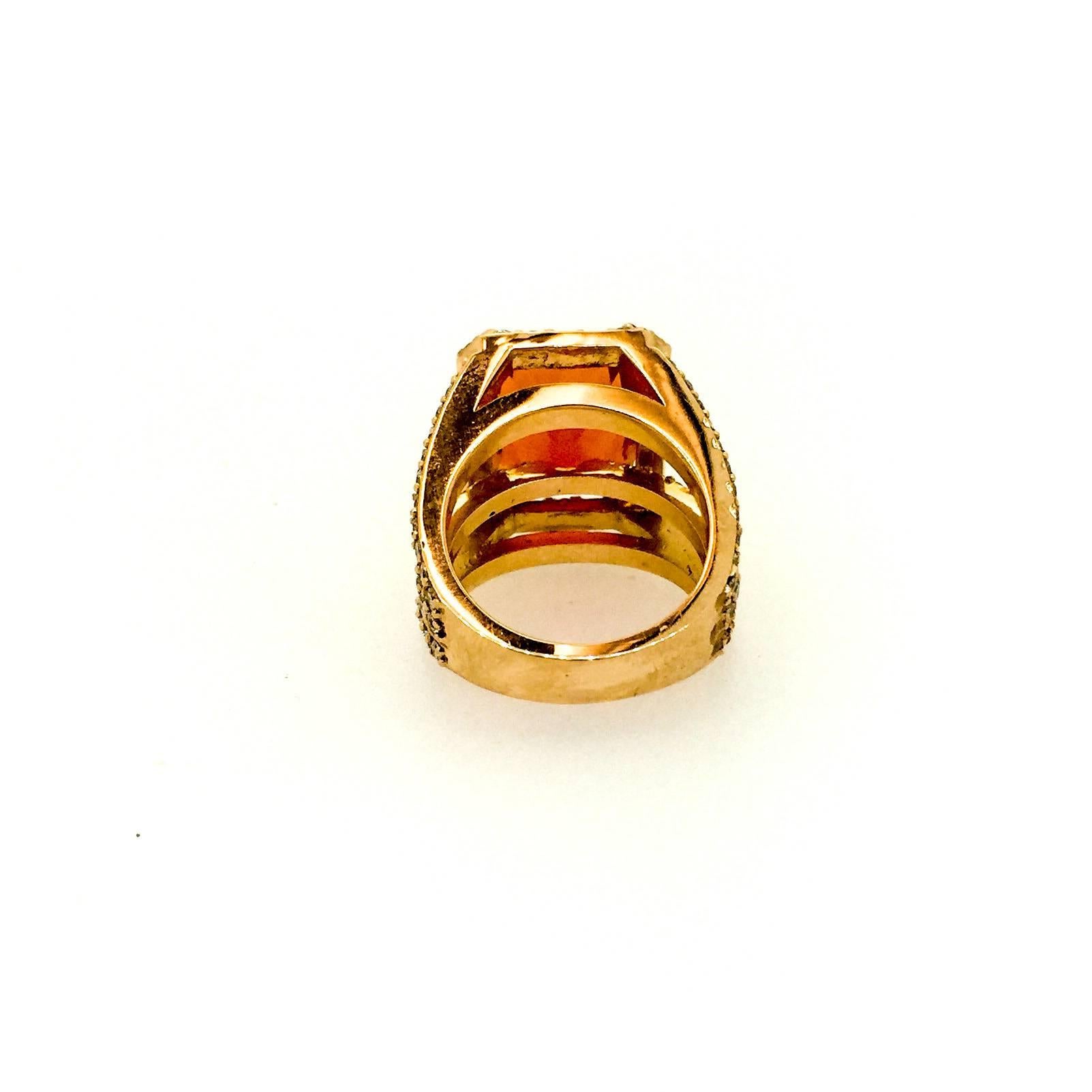 9.72 Carat Fire Opal Diamond Rose Gold Cocktail Ring In New Condition In Los Angeles, CA