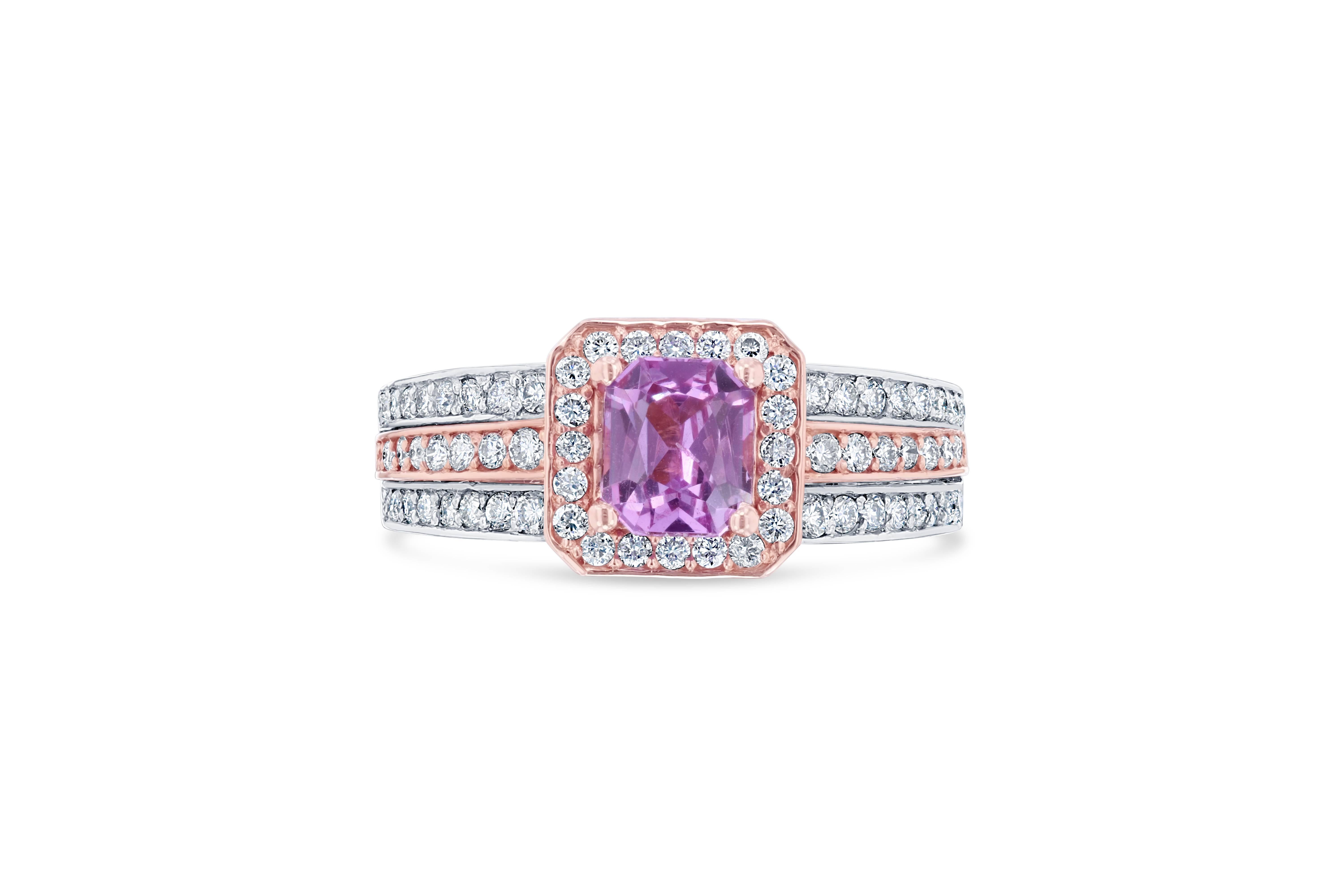 Modern 2.04 Carat Pink Sapphire Diamond Engagement Ring