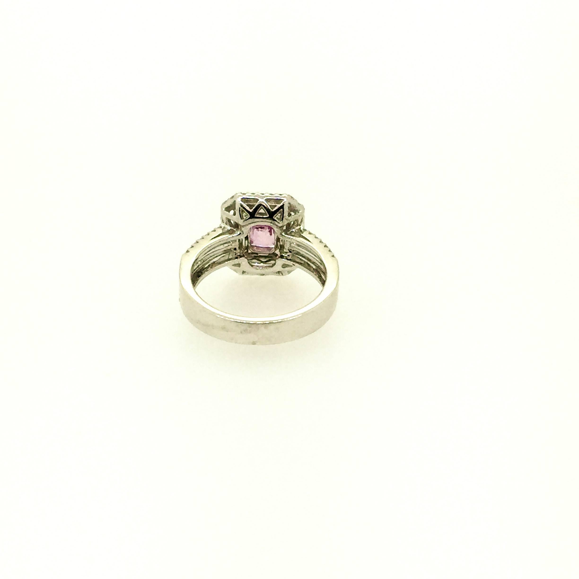 2.16 Carat Pink Sapphire Diamond Ring in 18 Karat White Gold In New Condition In Los Angeles, CA