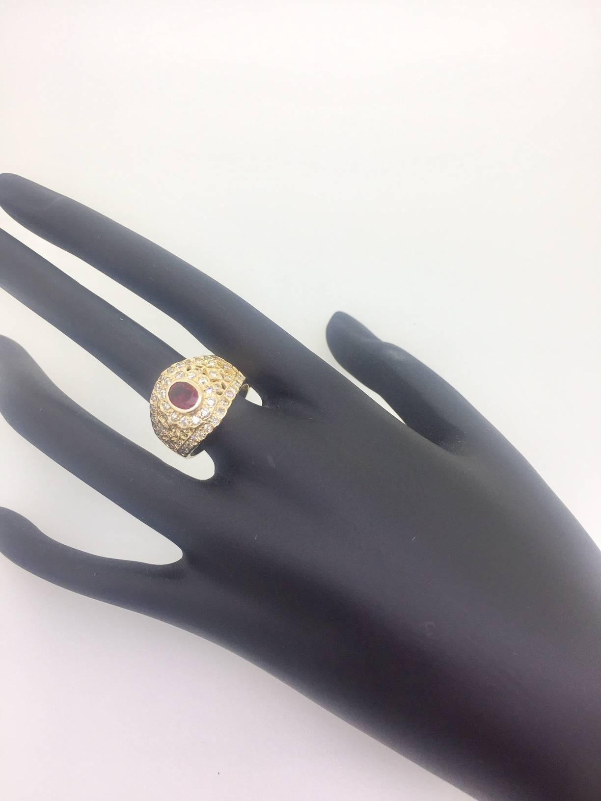 1.60 Carat Ruby Diamond  Ring In New Condition In Los Angeles, CA