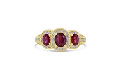 2.29 Carat Burmese Ruby Diamond Three-Stone Ring
