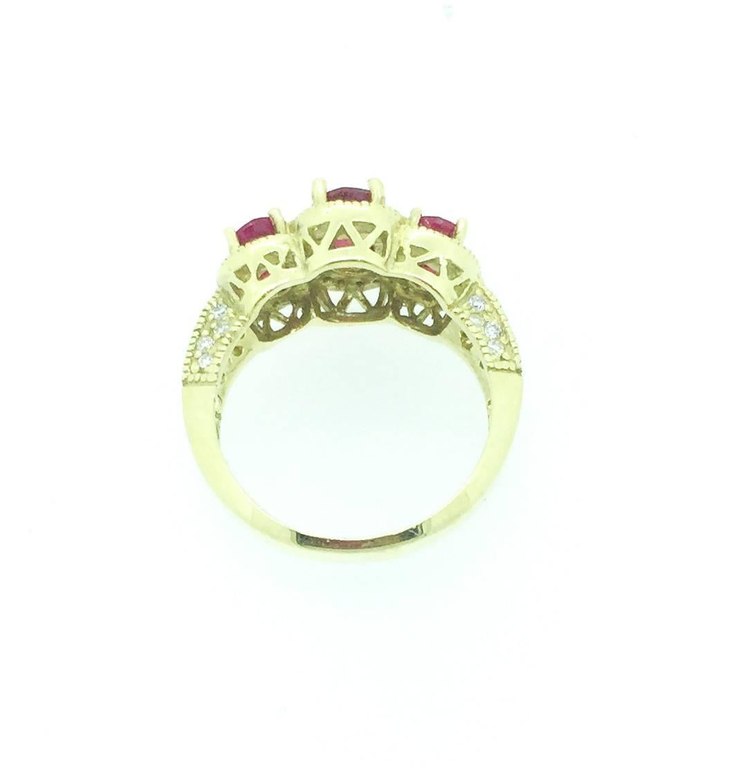 Modern 2.29 Carat Burmese Ruby Diamond Three-Stone Ring