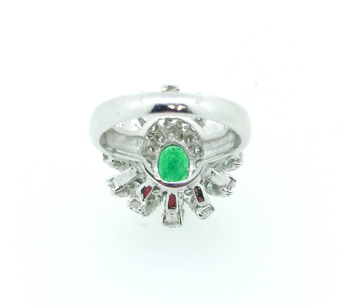 Victorian 2.98 Carat Emerald Diamond Dome Ring