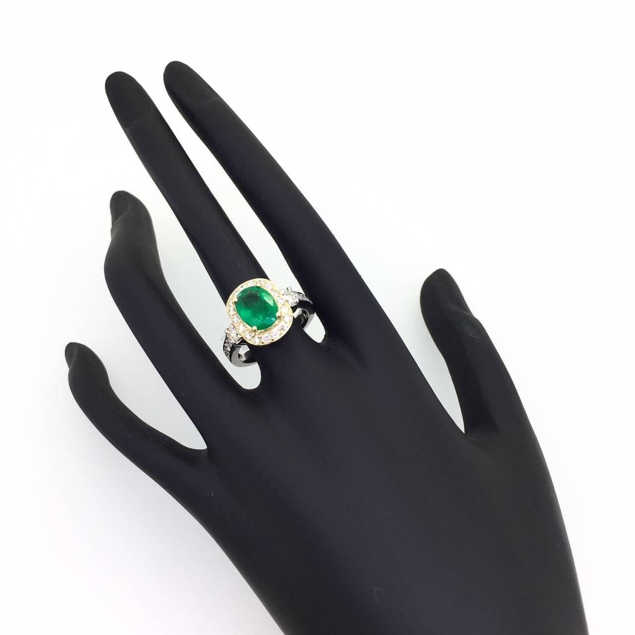 Women's 2.43 Carat Emerald Diamond Engagement Ring