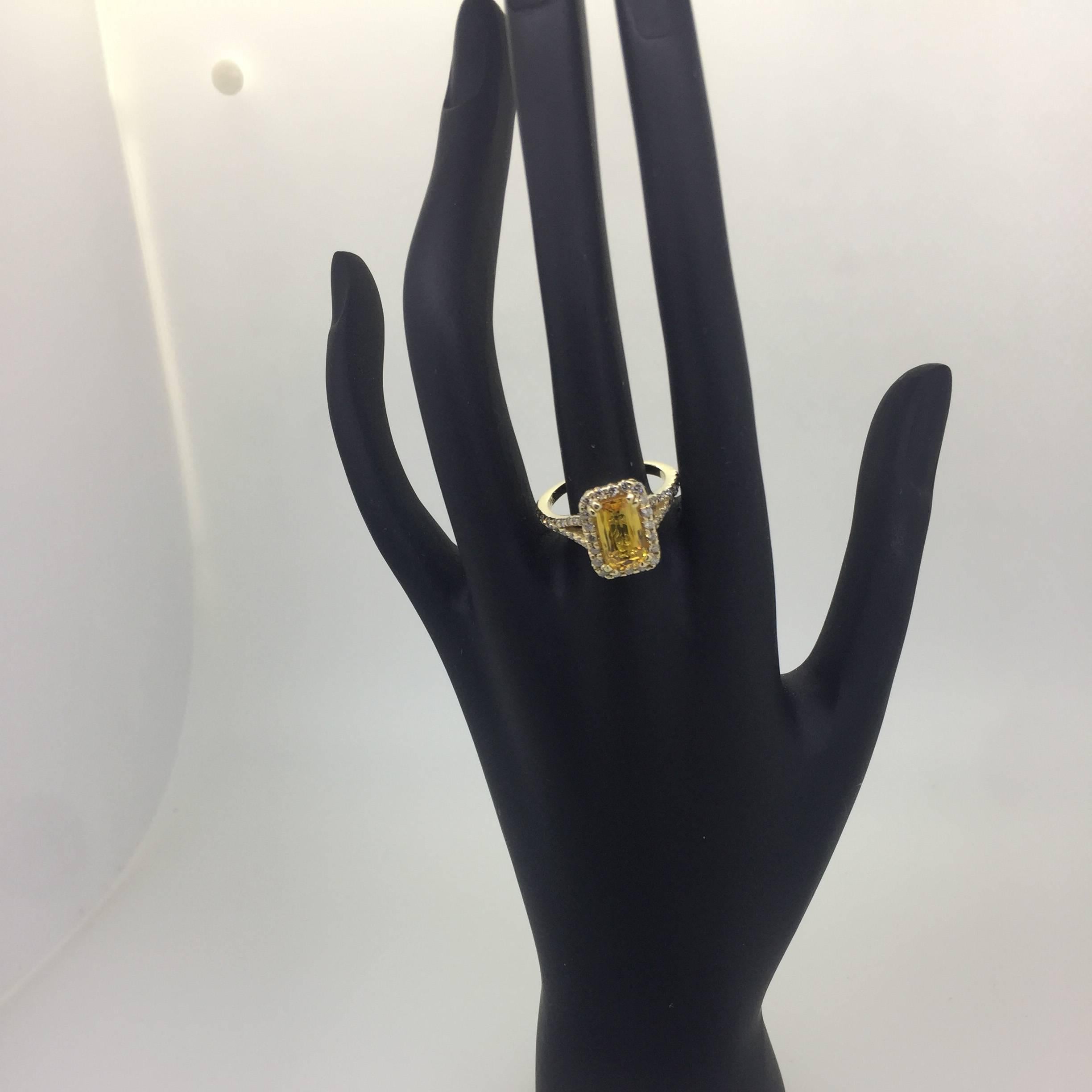 Modern 2.85 Carat Yellow Sapphire Diamond Halo Ring