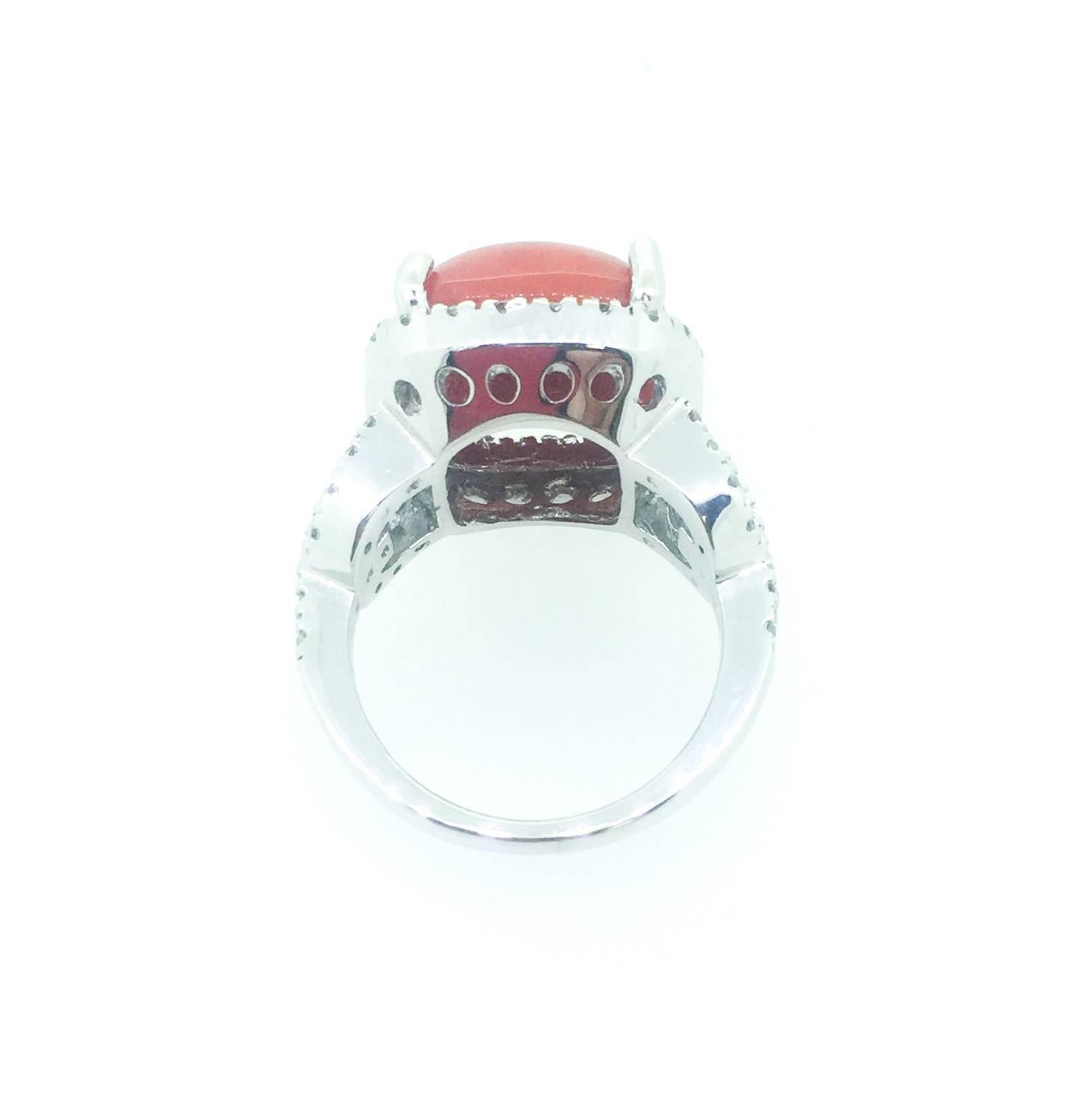 Modern 10.27 Carat Coral Diamond Cocktail Ring