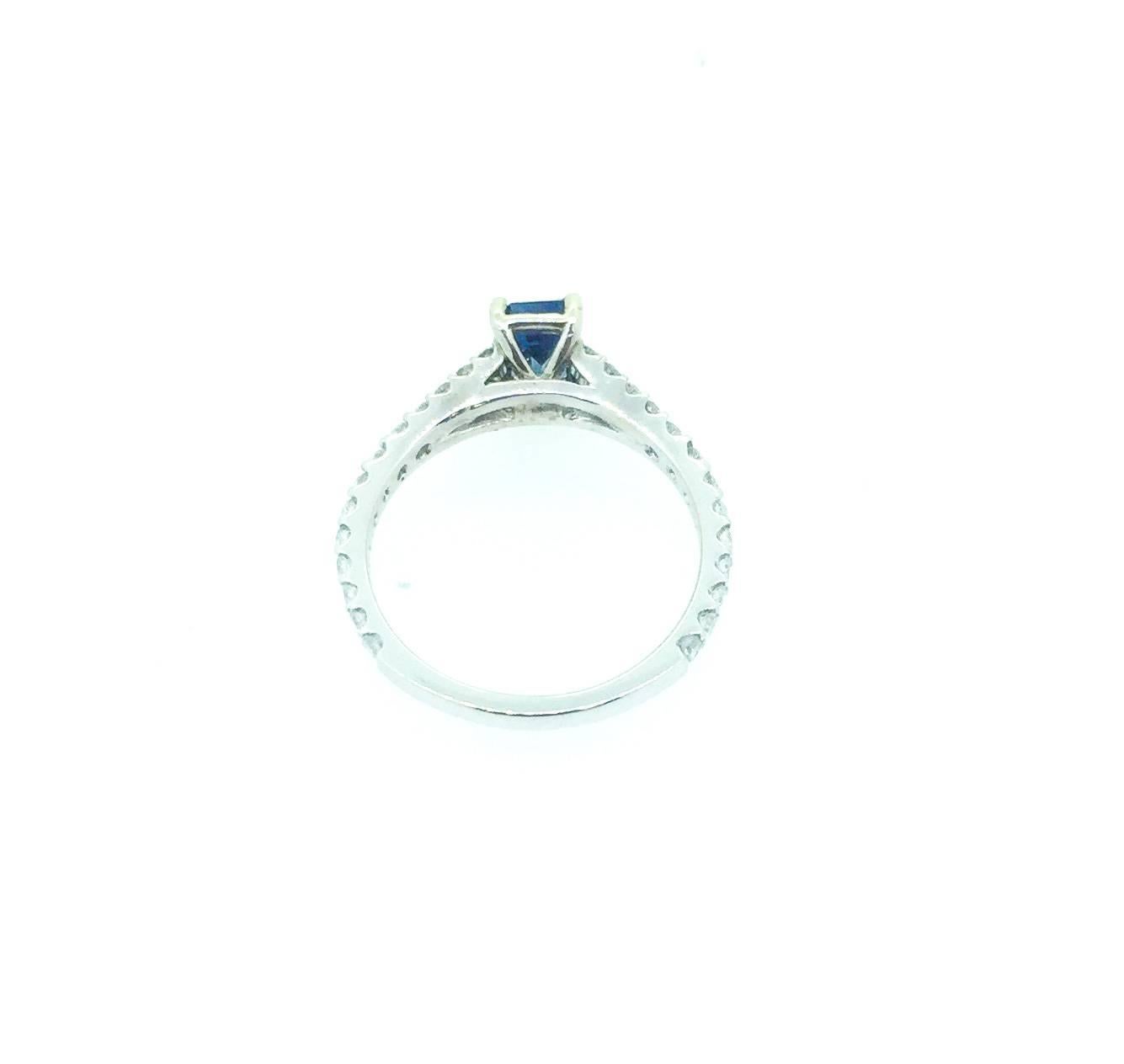 Modern 1.35 Carat Blue Sapphire Diamond Engagement Ring
