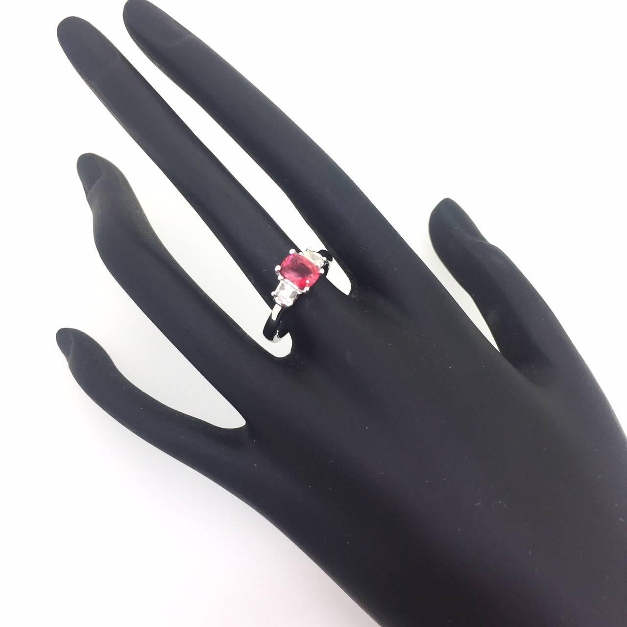 Modern 1.29 Carat Spinel Diamond Three-Stone Ring