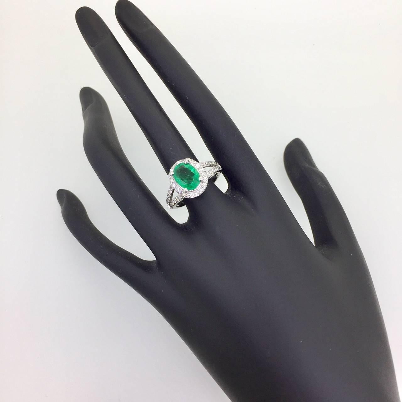 2.55 Carat Emerald Diamond Halo Ring In New Condition In Los Angeles, CA