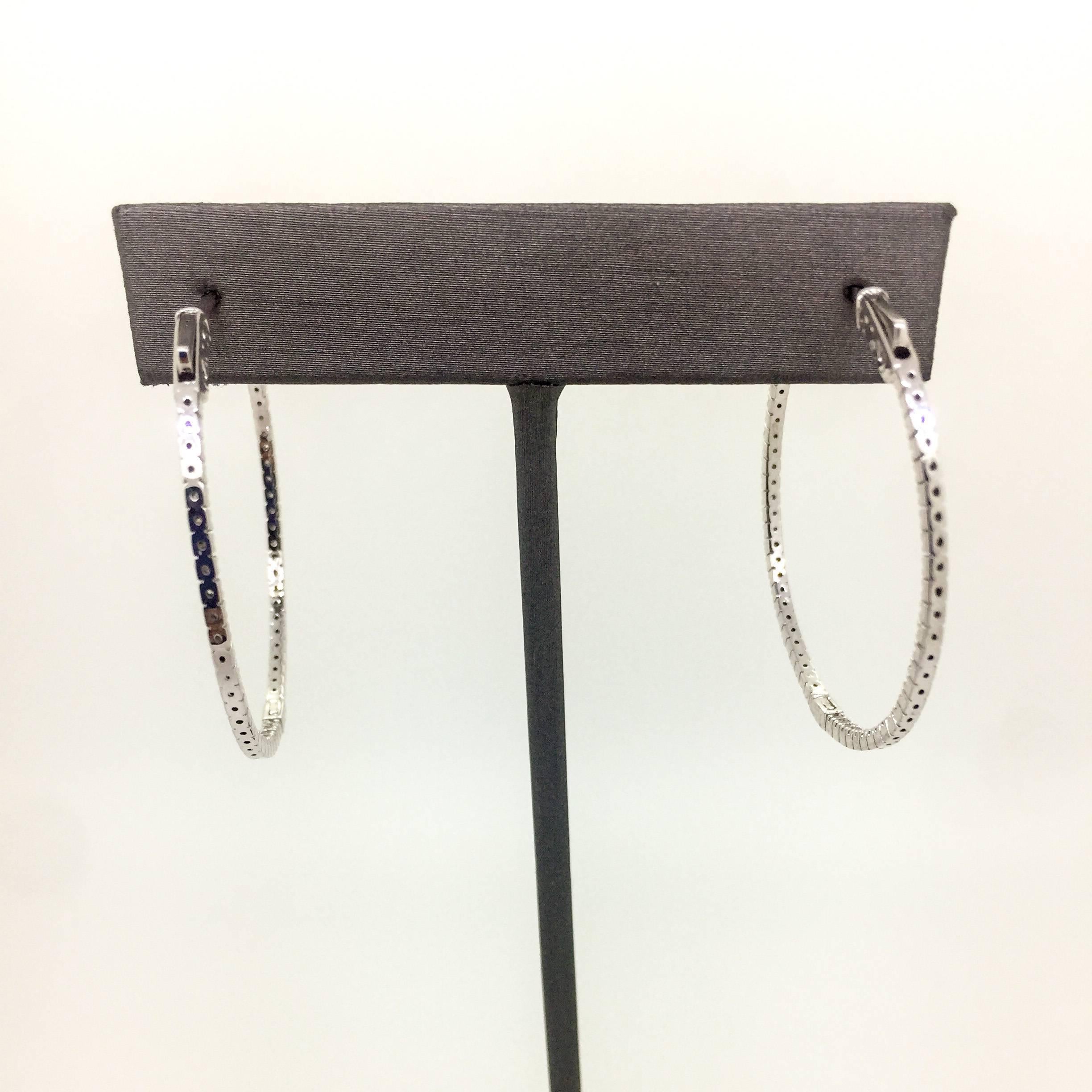 Modern 1.07 Carat Inside-Out Diamond Hoop Earrings For Sale