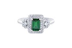 1.52 Carat Tsavorite Diamond 14 Karat White Gold Bridal Ring