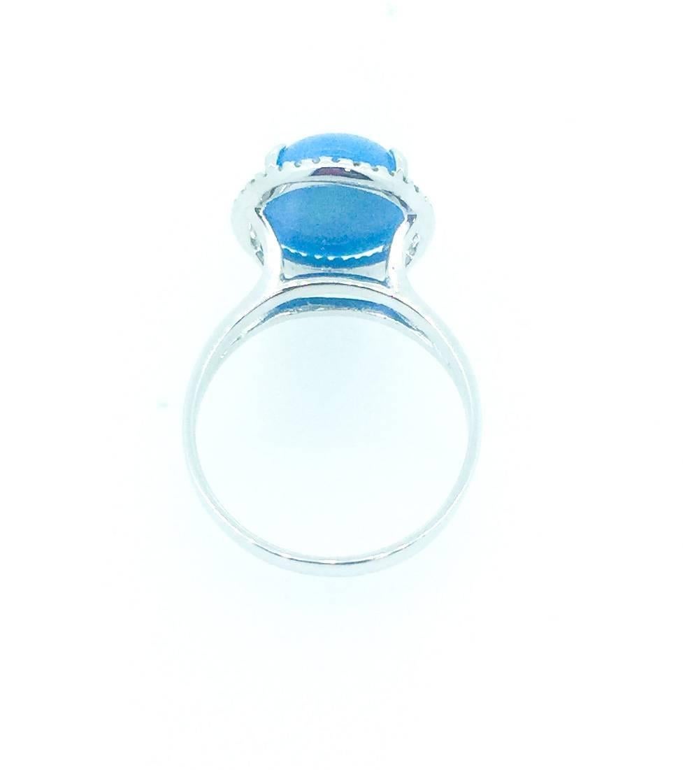 Modern 4.72 Carat Oval Cut Turquoise Diamond White Gold Cocktail Ring
