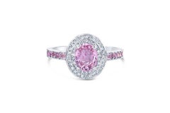 2.20 Carat Pink Sapphire Diamond 18 Karat White Gold Ring