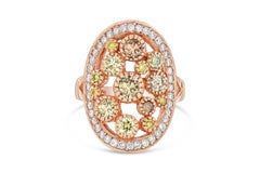 1.86 Carat Natural Fancy Colored Diamond 14 Karat Rose Gold Cocktail Ring