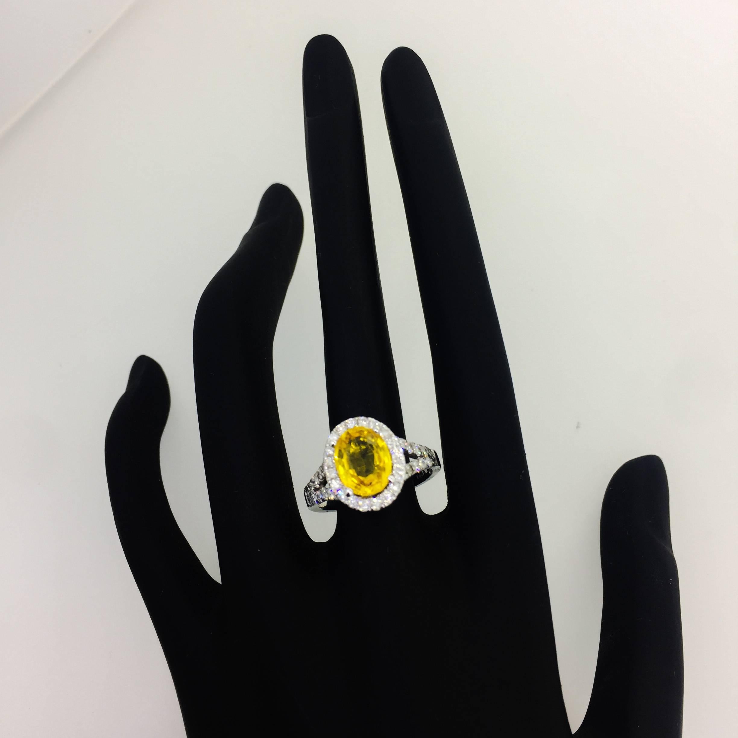 Modern 3.49 Carat Yellow Sapphire Diamond Ring