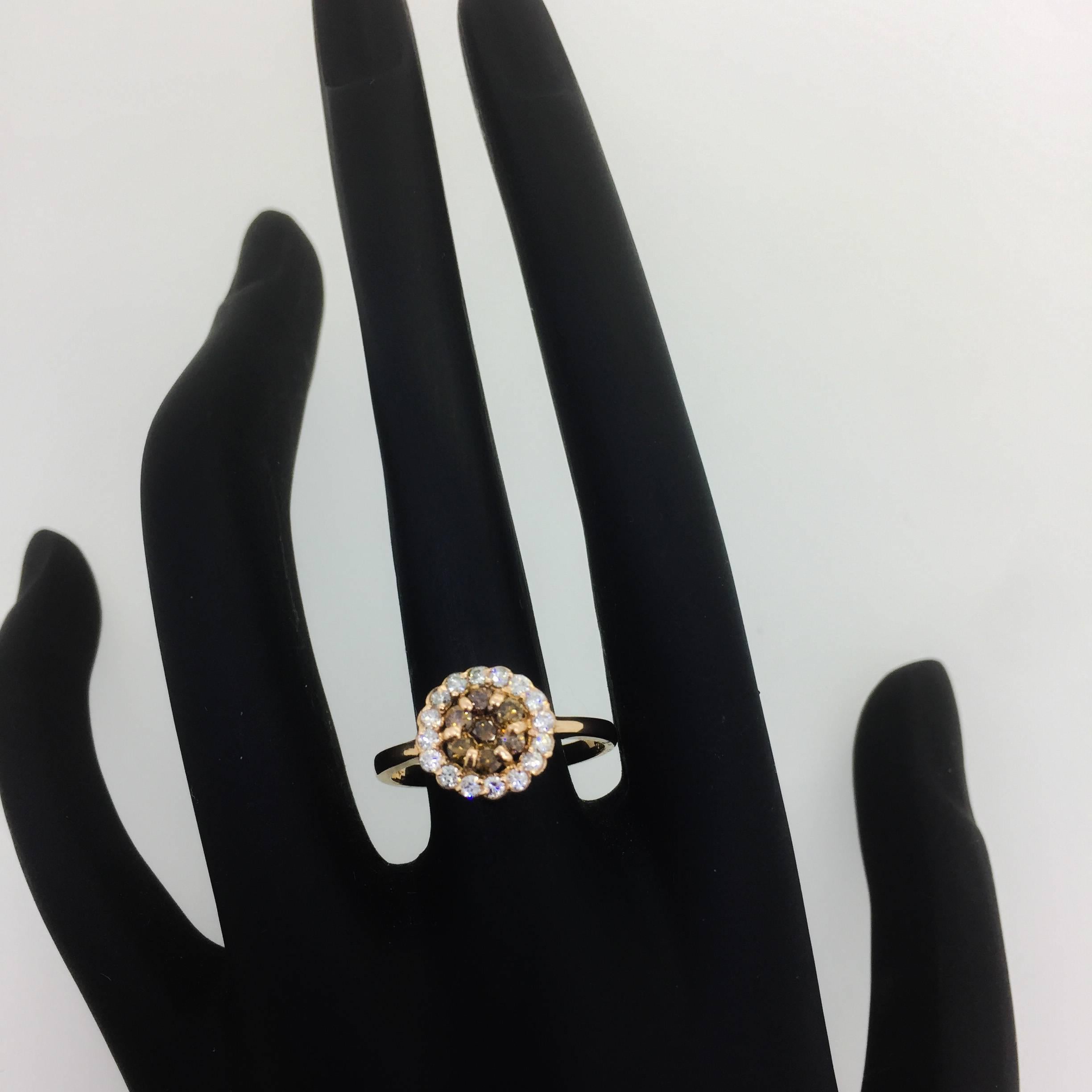 Modern 0.54 Carat Fancy Diamond Cluster Ring