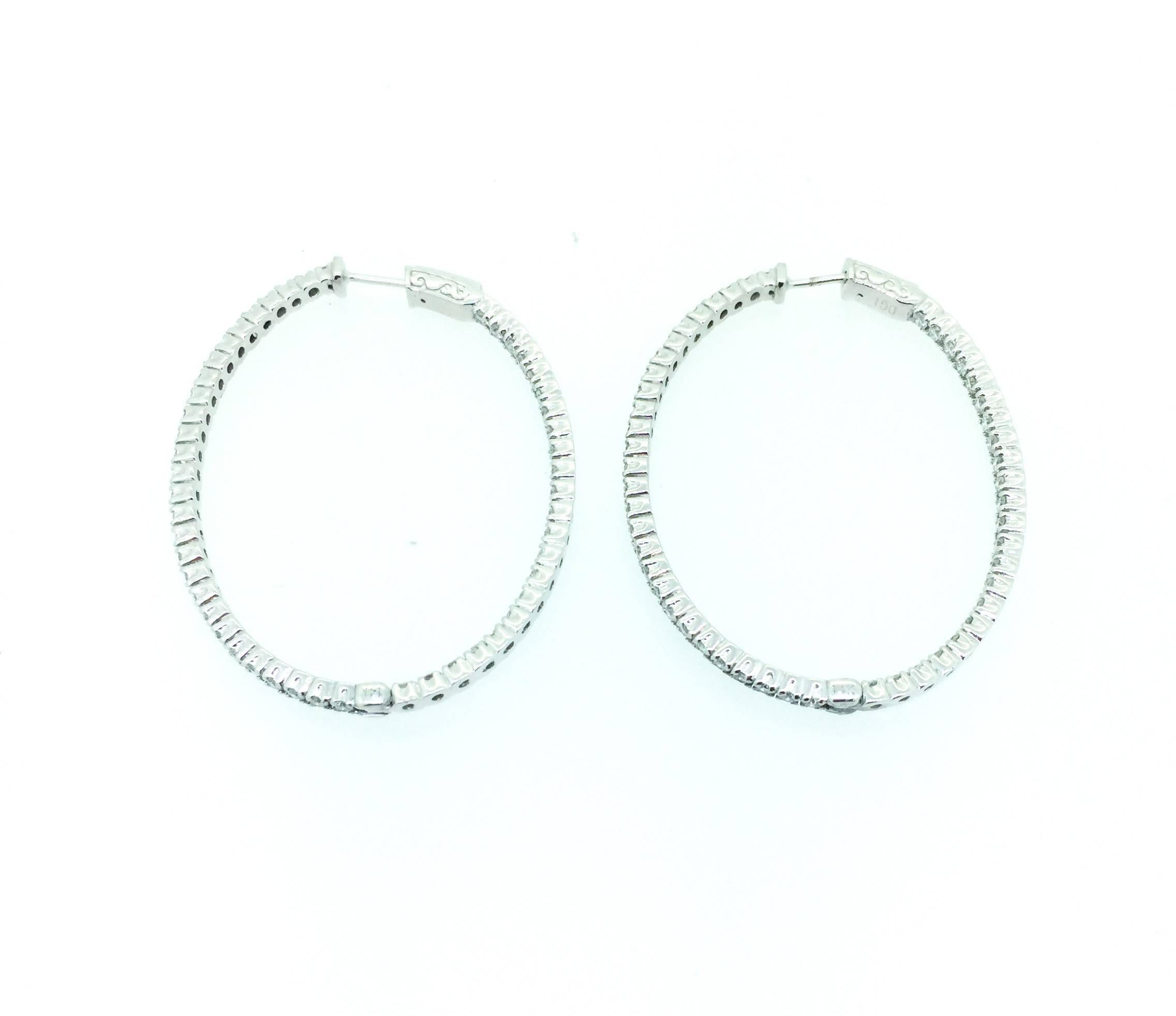 2.97 Carat Inside-Out Diamond Hoop Earring In New Condition In Los Angeles, CA