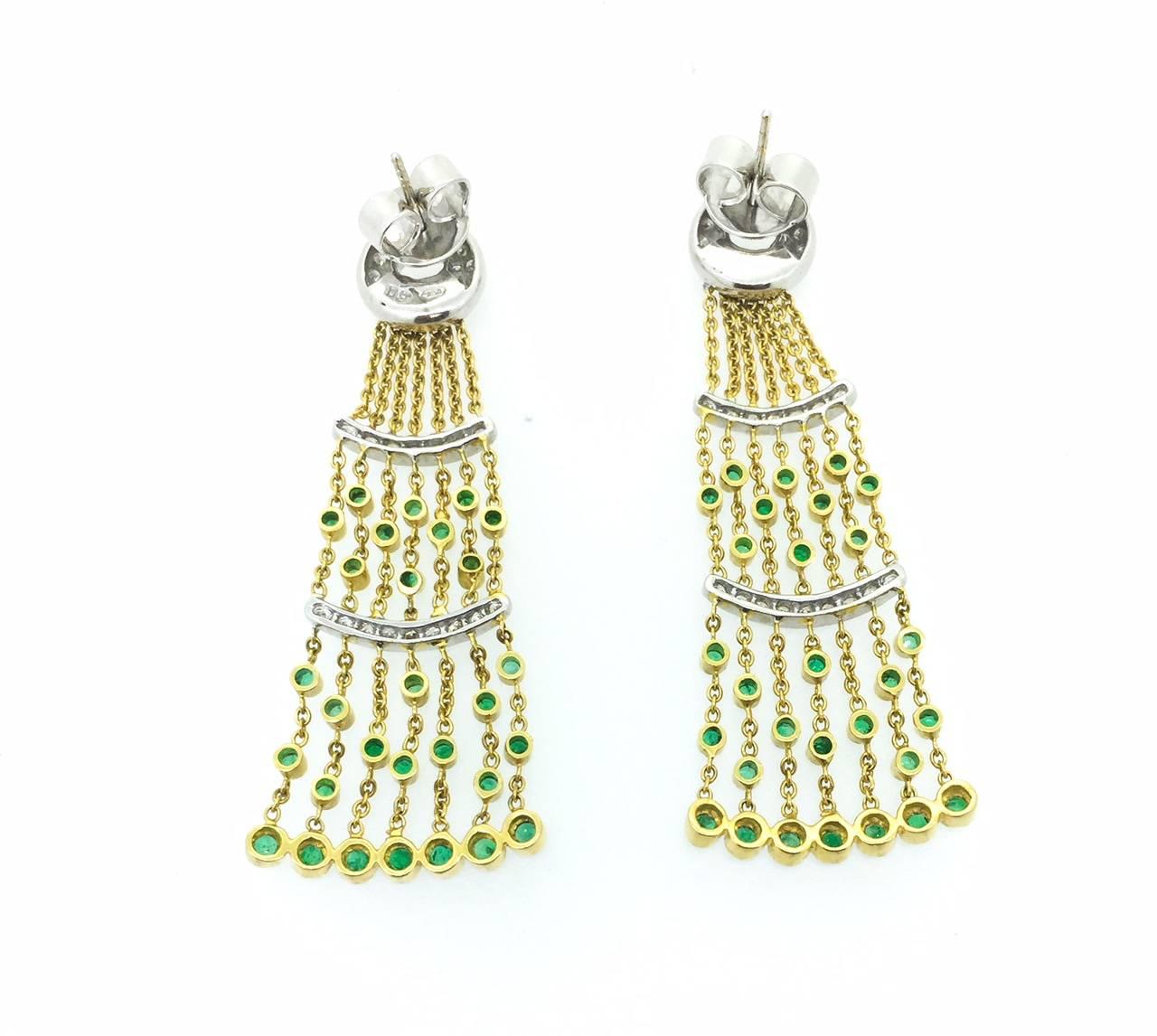 Art Deco Emerald Diamond Dangle Earrings