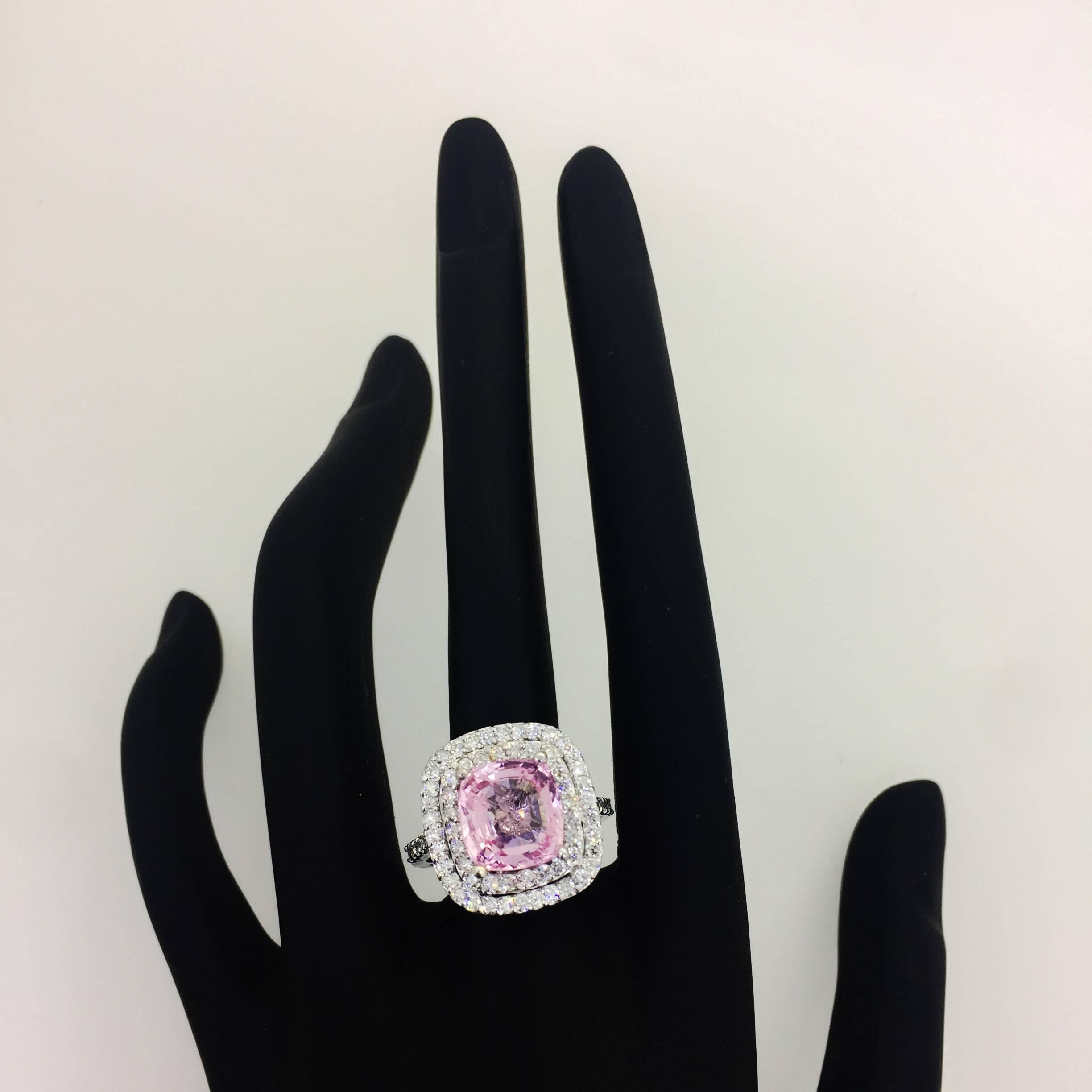 Modern GIA Certified 5.75 Carat Pink Sapphire White Gold Diamond Engagement Ring