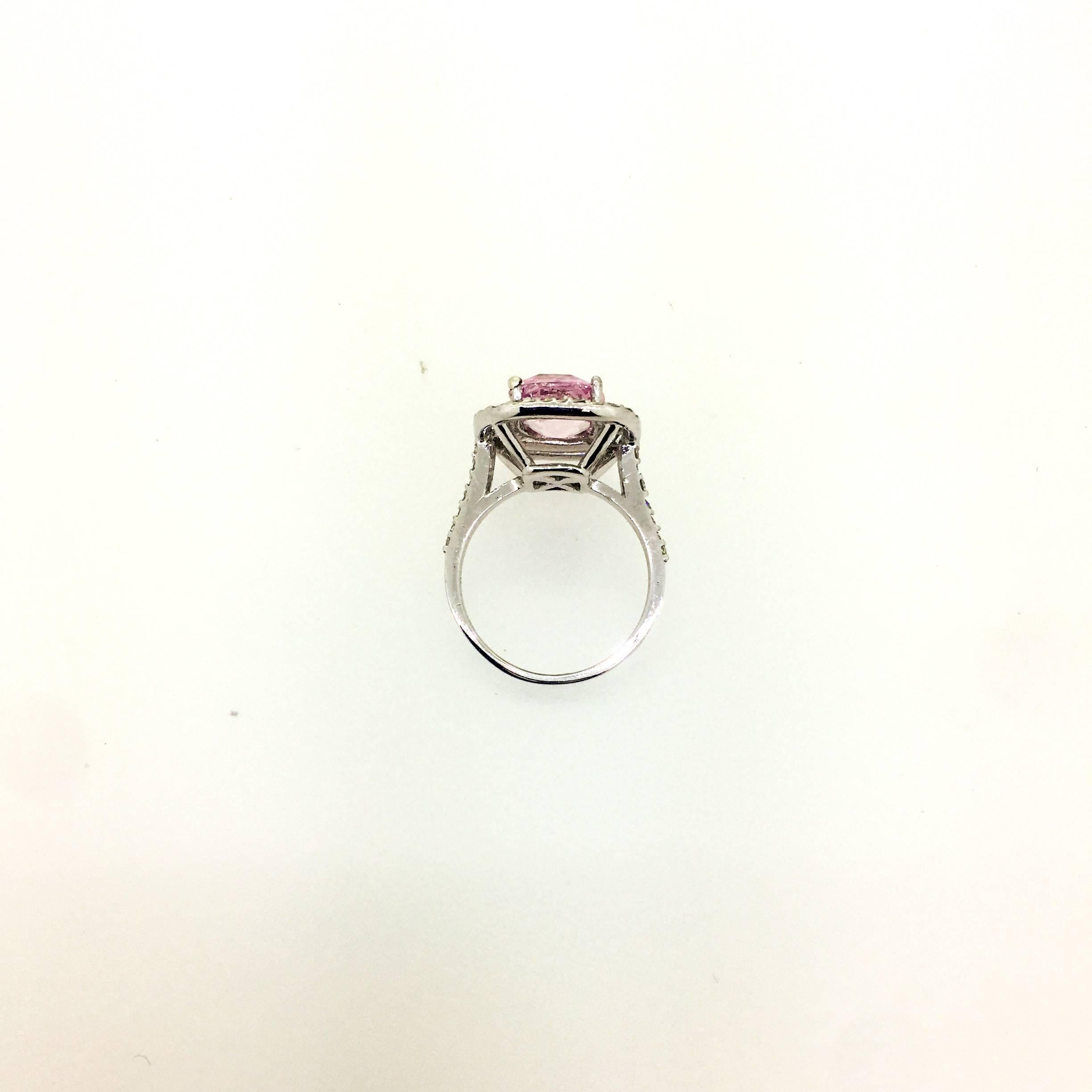 GIA Certified 5.75 Carat Pink Sapphire White Gold Diamond Engagement Ring In New Condition In Los Angeles, CA