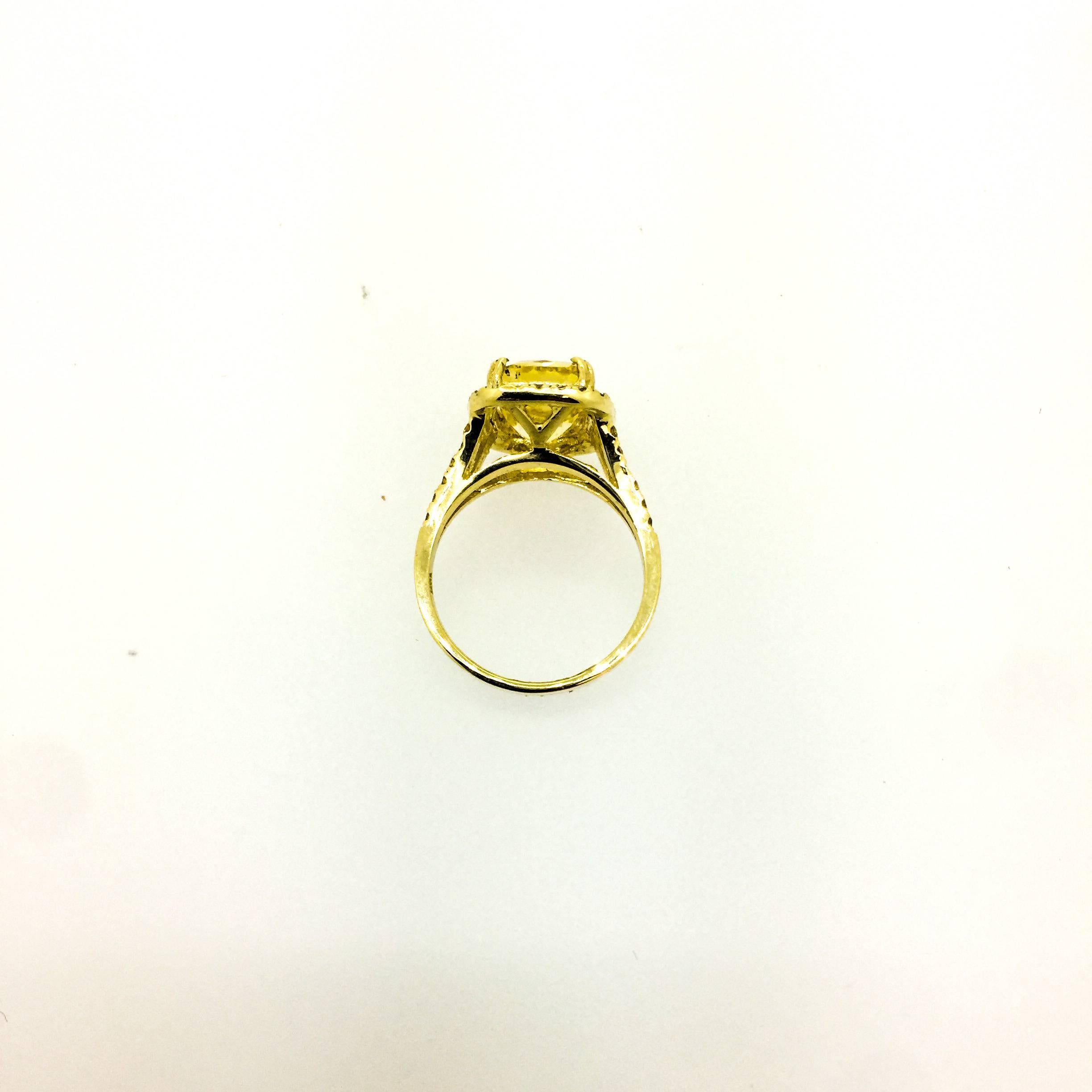 Women's GIA Certified 6.42 Carat Yellow Sapphire Diamond Cocktail Ring