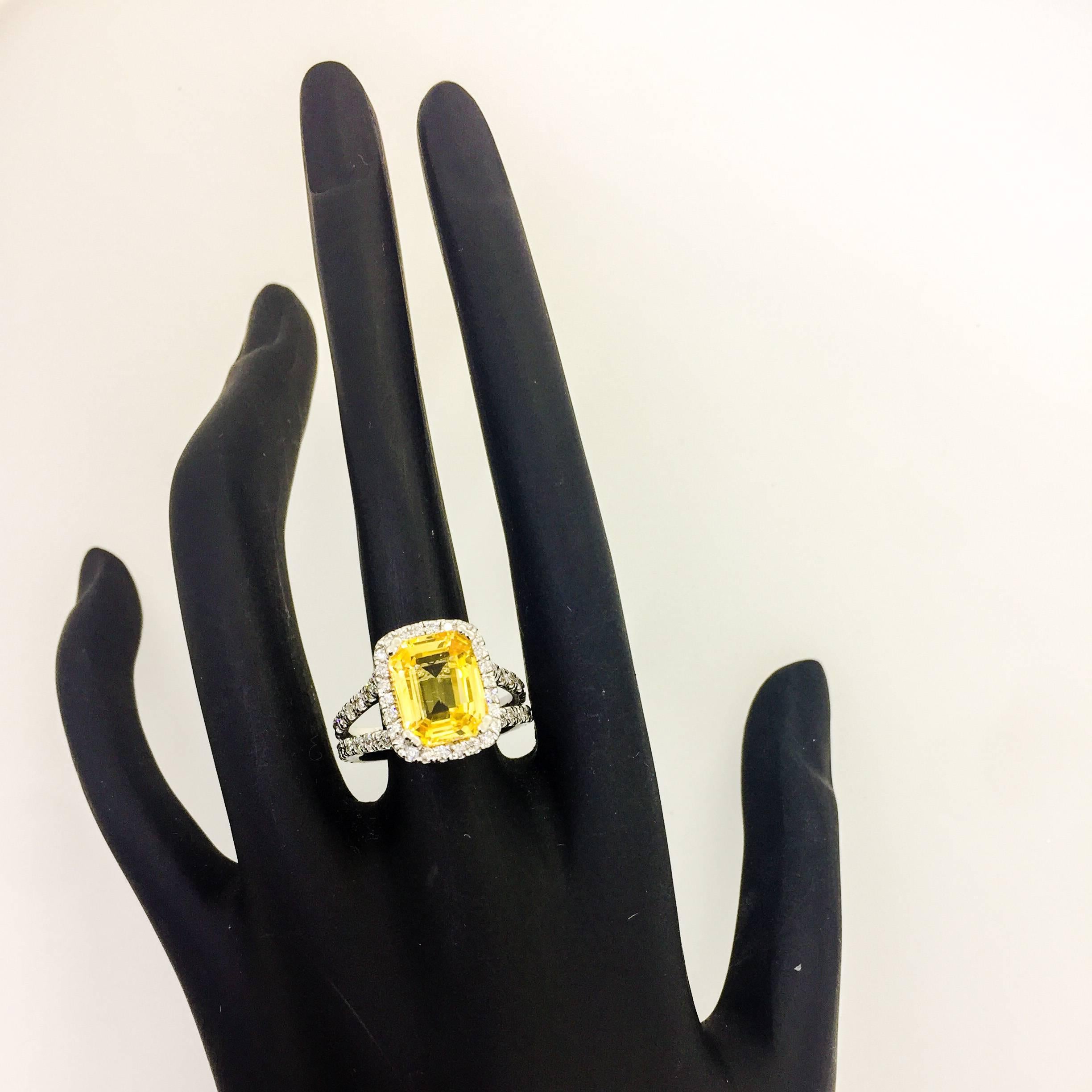 Modern GIA Certified 6.50 Carat Yellow Sapphire Diamond Engagement Ring