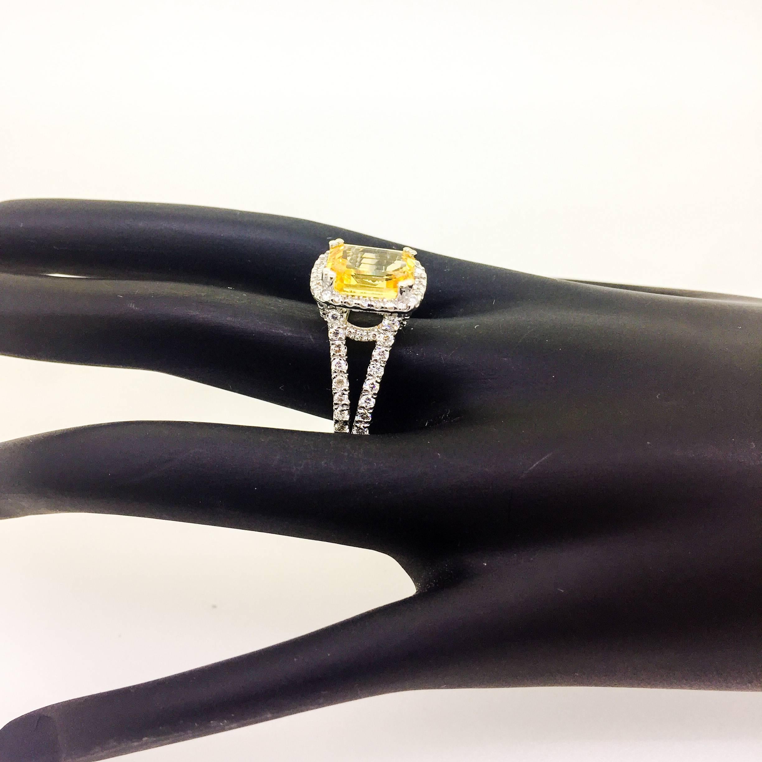 GIA Certified 6.50 Carat Yellow Sapphire Diamond Engagement Ring In New Condition In Los Angeles, CA
