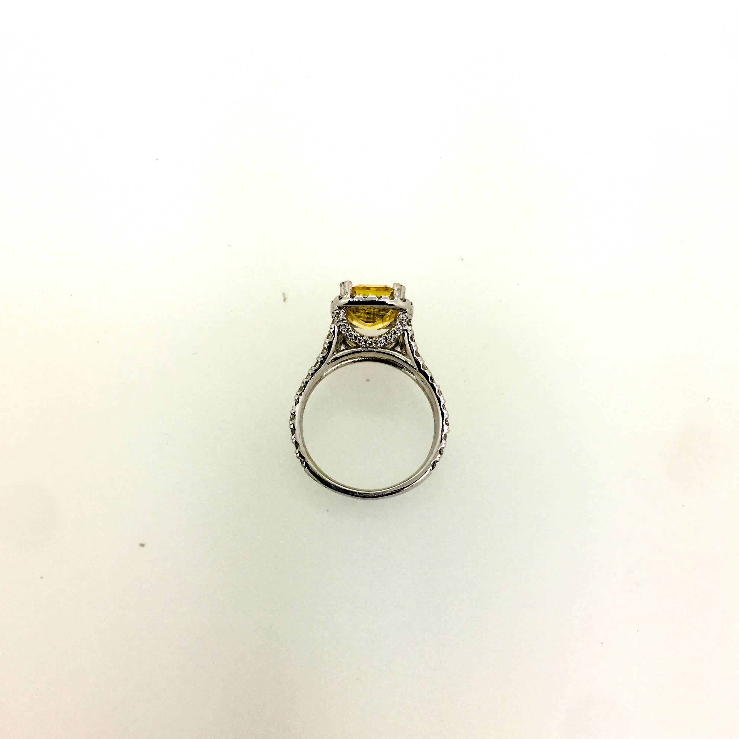 Women's GIA Certified 6.50 Carat Yellow Sapphire Diamond Engagement Ring