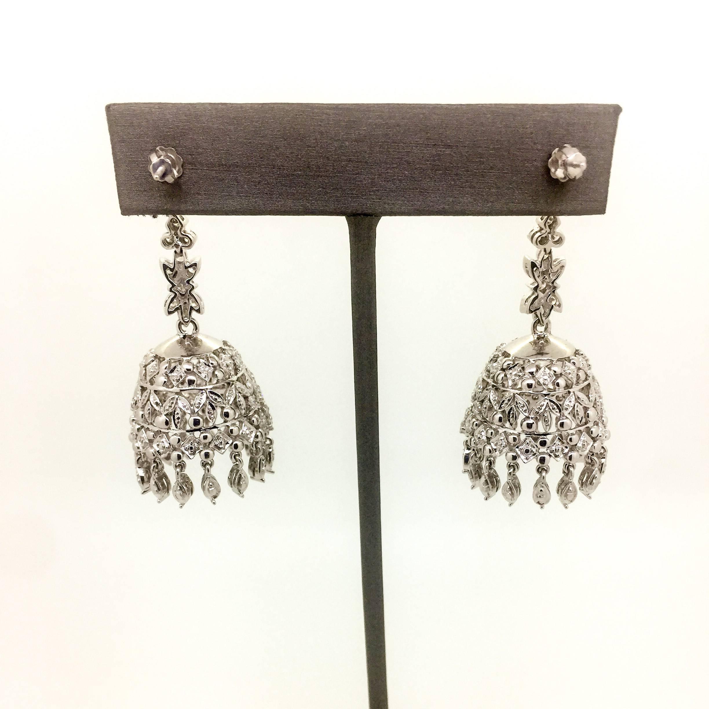 Round Cut 4.36 Carat Diamond Chandelier Earrings