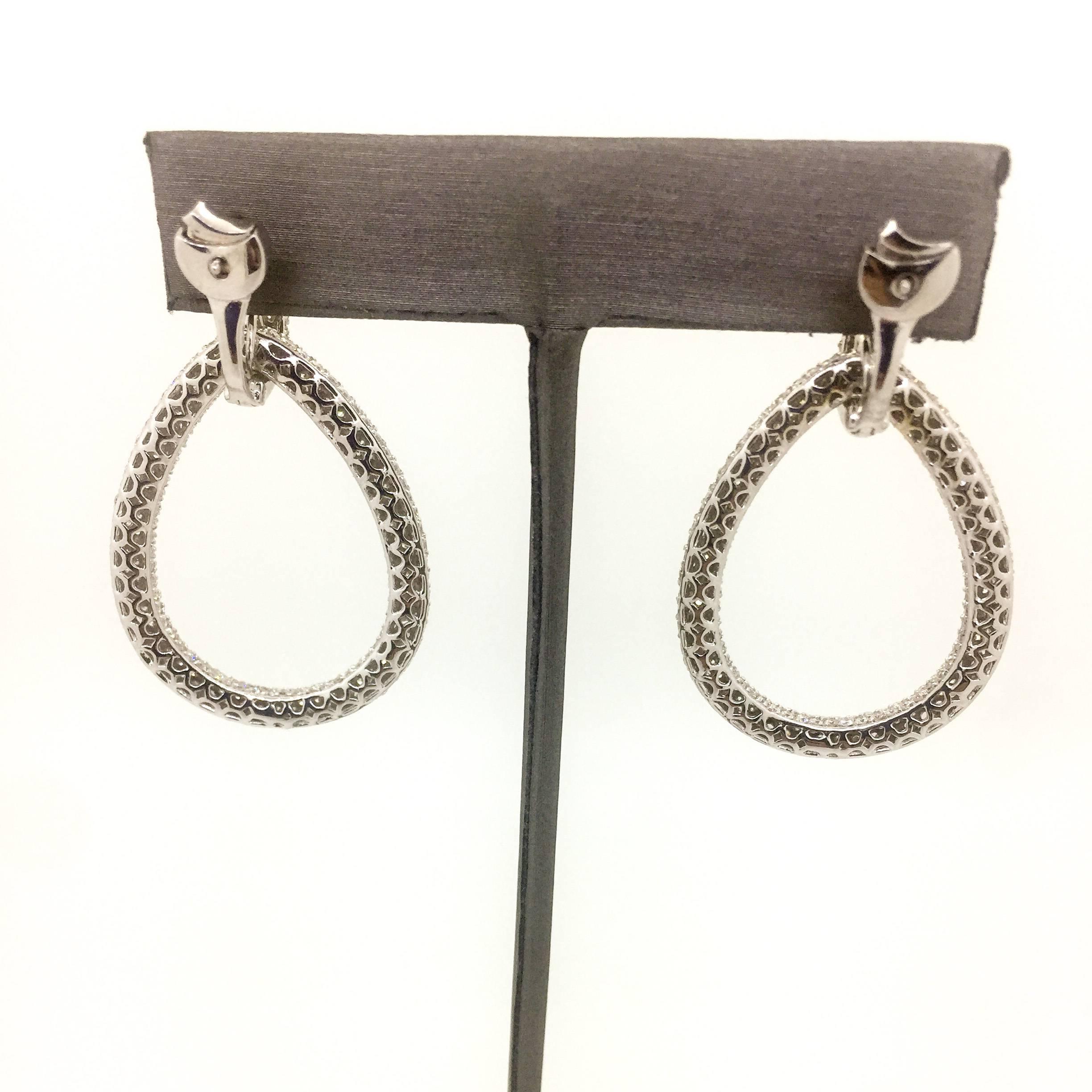 Round Cut 7.30 Carat Diamond Dangling Lever-Back Earrings