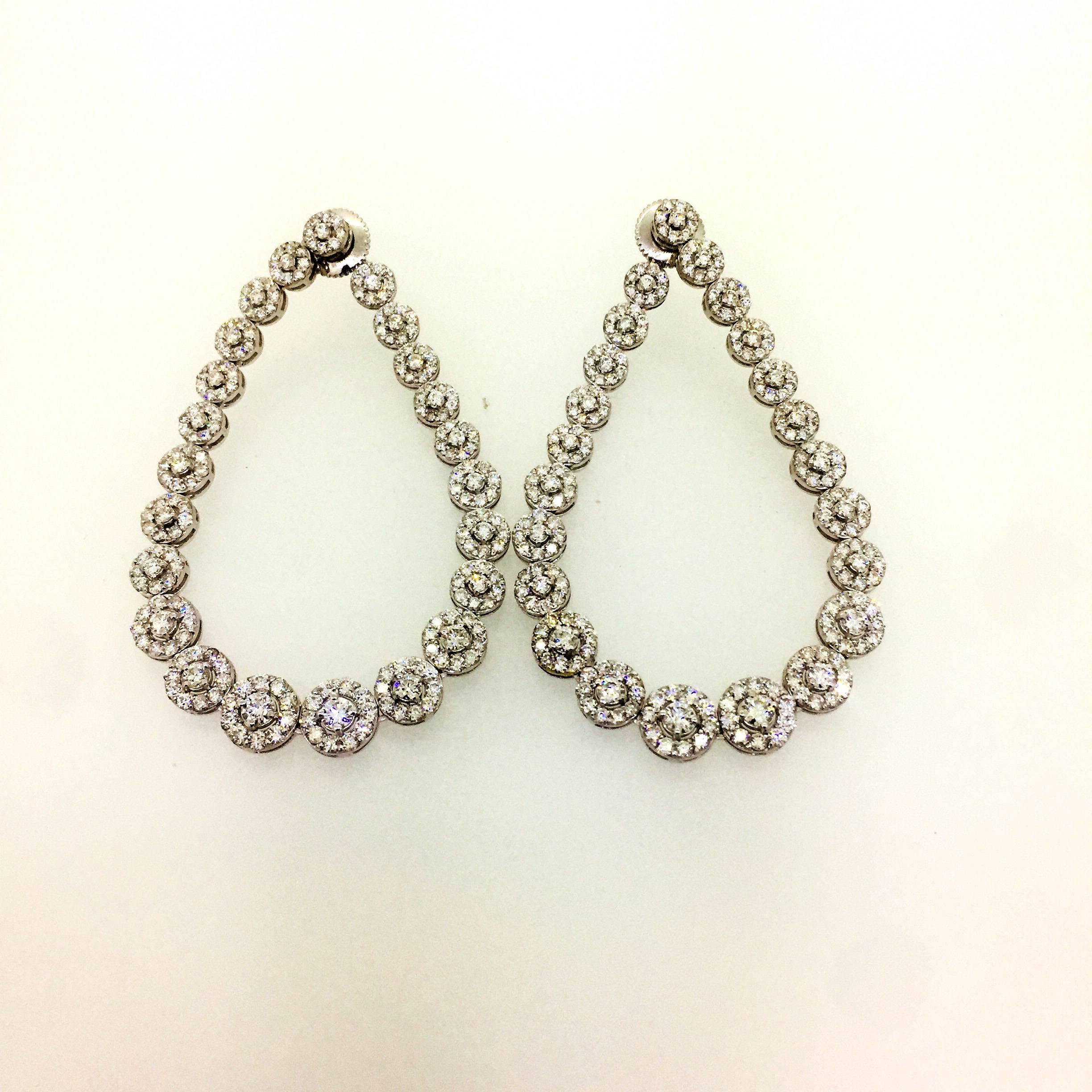 Round Cut 7.66 Carat Diamond Drop Earrings