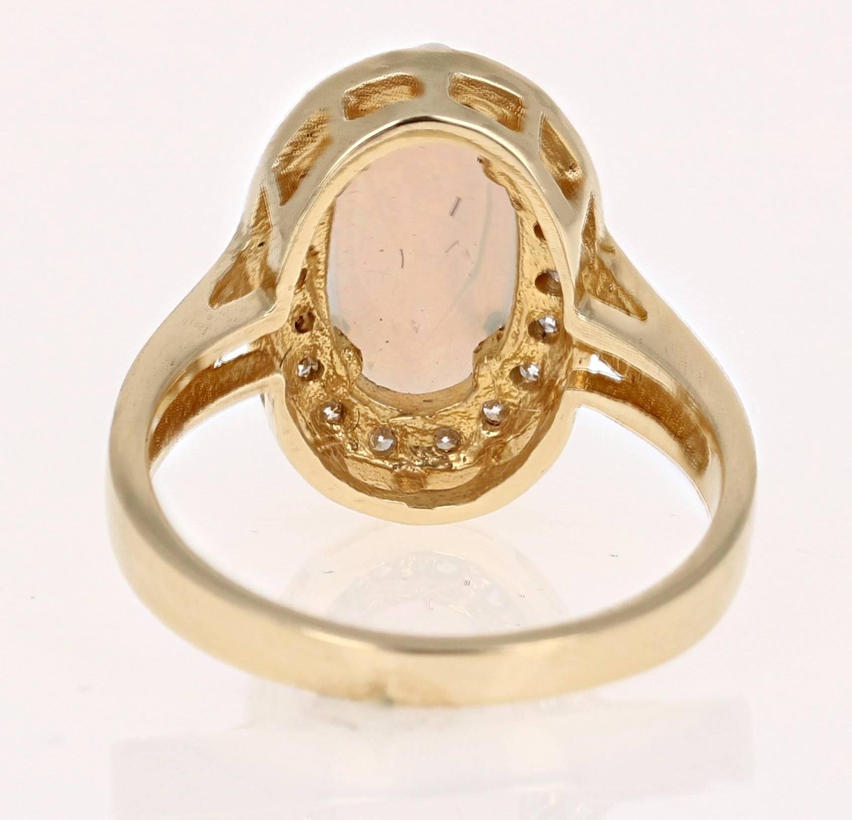 Modern 1.49 Carat Opal Diamond Yellow Gold Ring