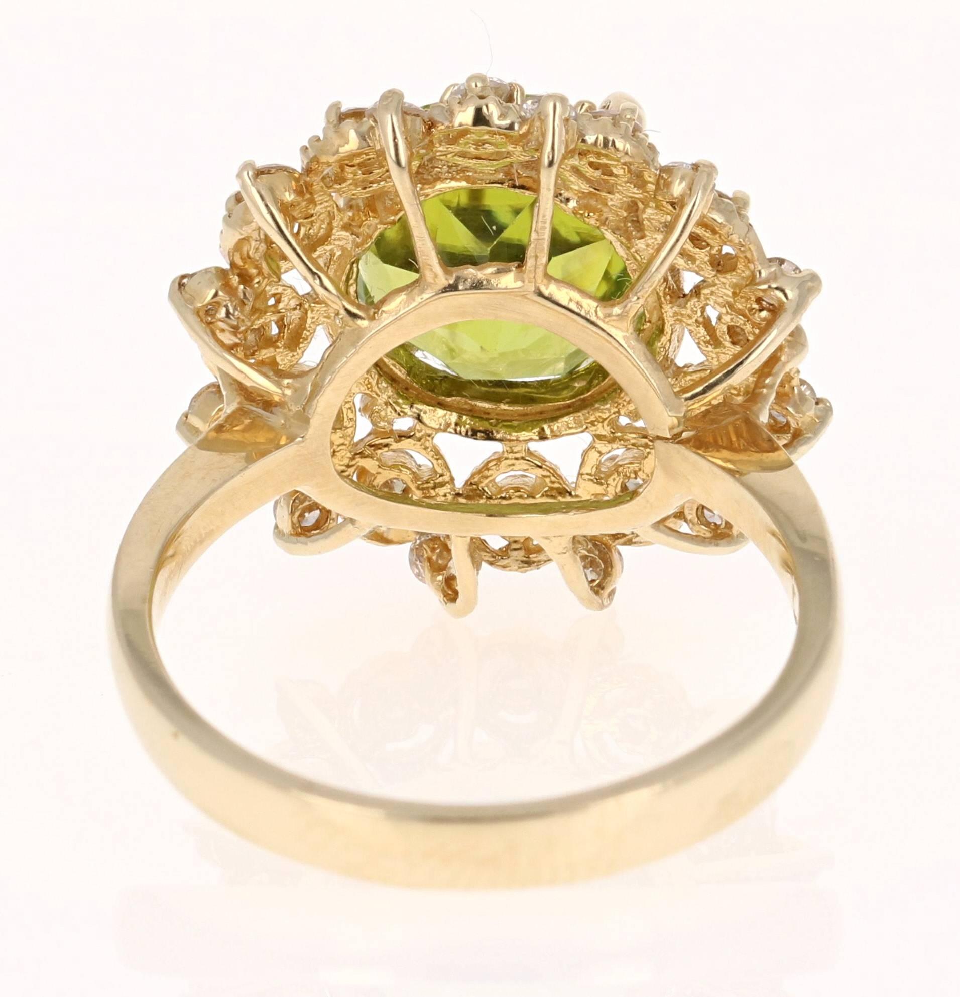 Victorian 4.74 Carat Peridot Diamond Ring