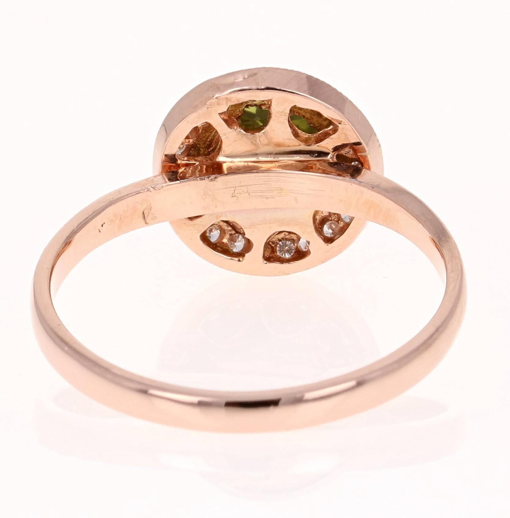 Modern Peridot Diamond Ring Rose Gold