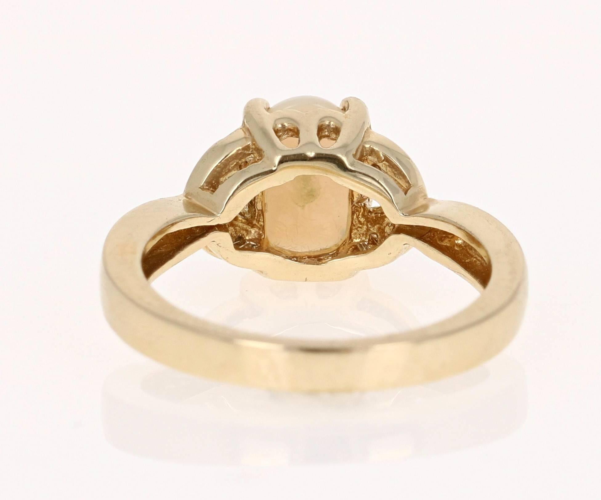 Modern 1.06 Carat Opal Diamond Yellow Gold Ring