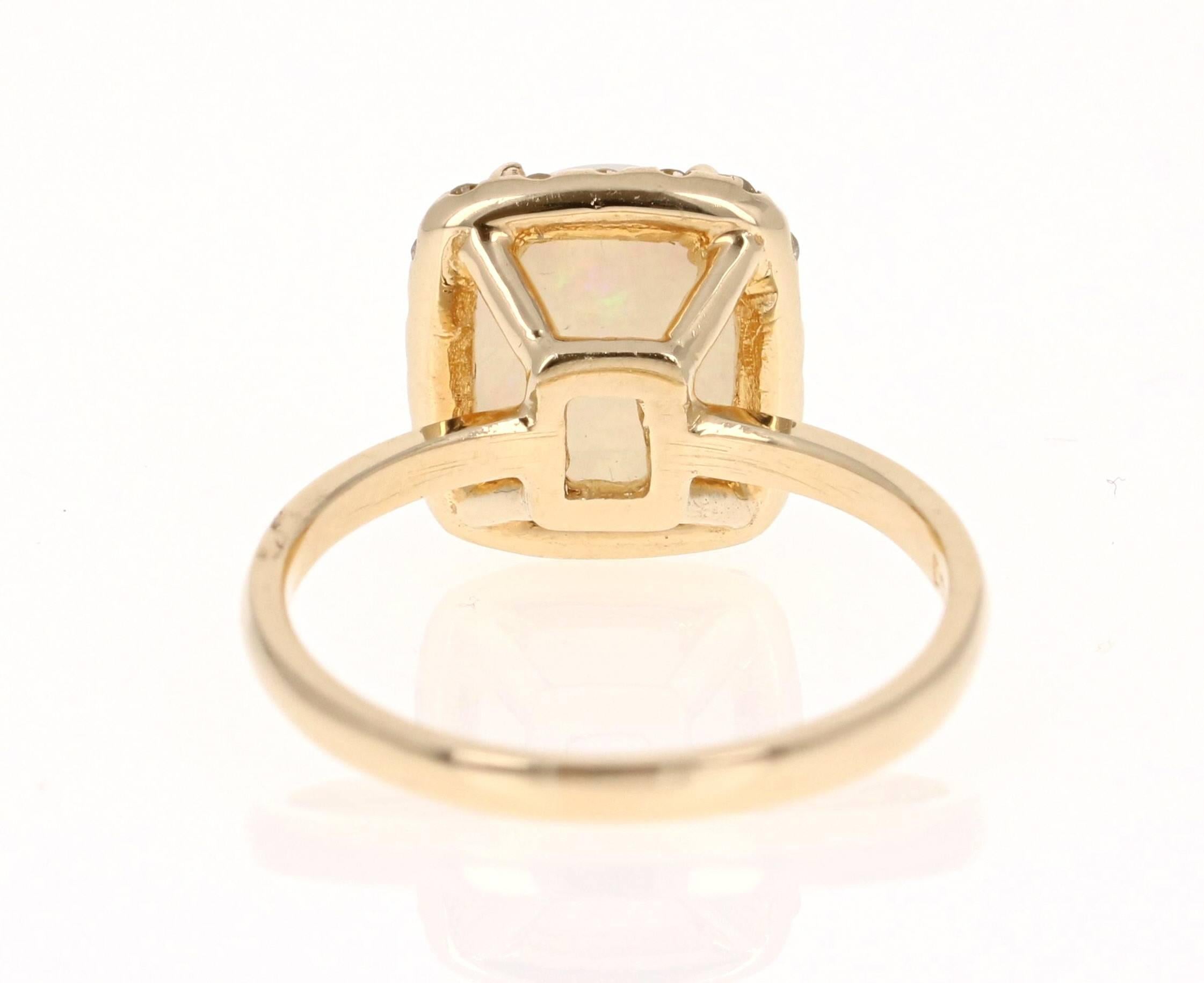 Modern 1.65 Carat Opal Diamond Yellow Gold Ring