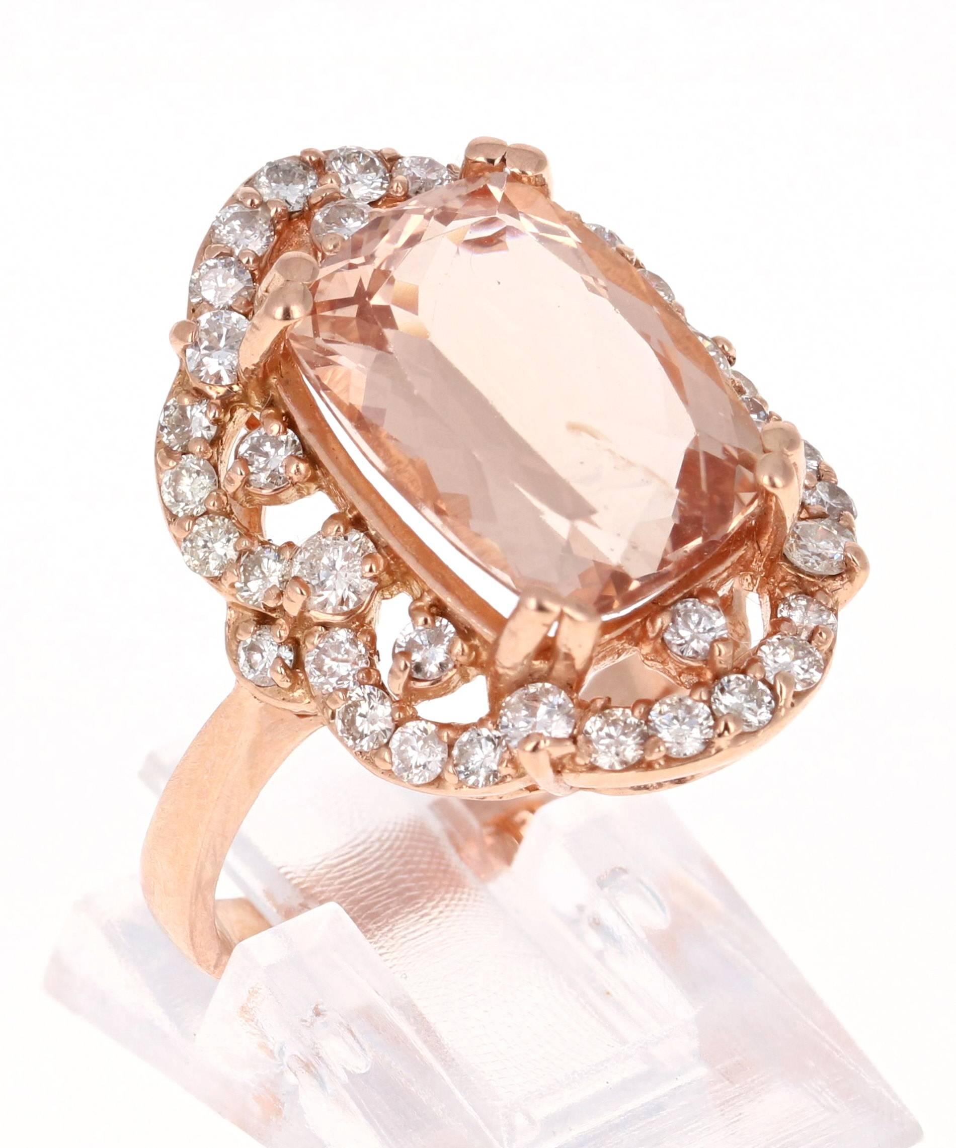 7.13 Carat Morganite Diamond Rose Gold Ring In New Condition In Los Angeles, CA
