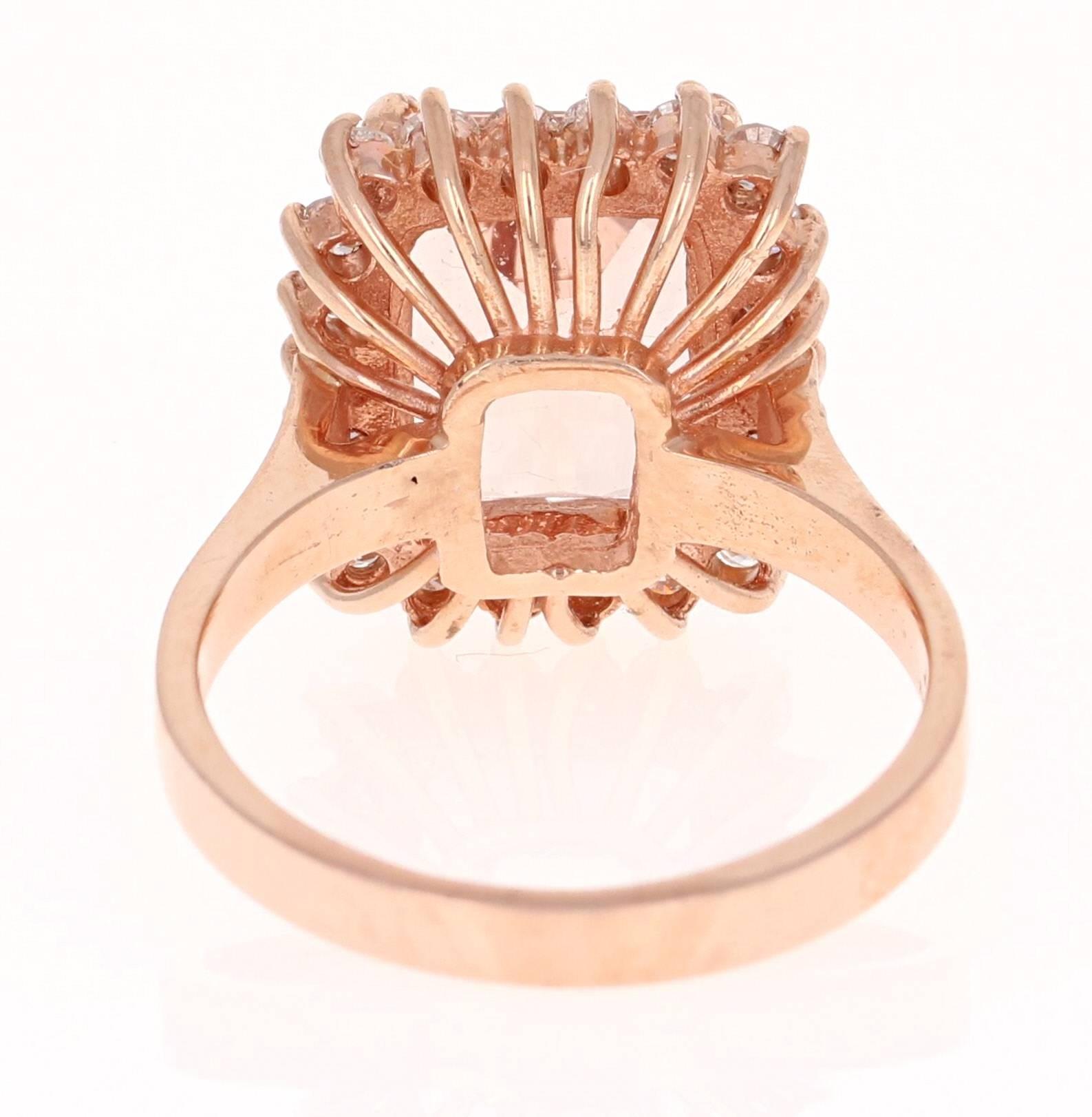 Modern 5.20 Carat Morganite Diamond Rose Gold Cocktail Ring