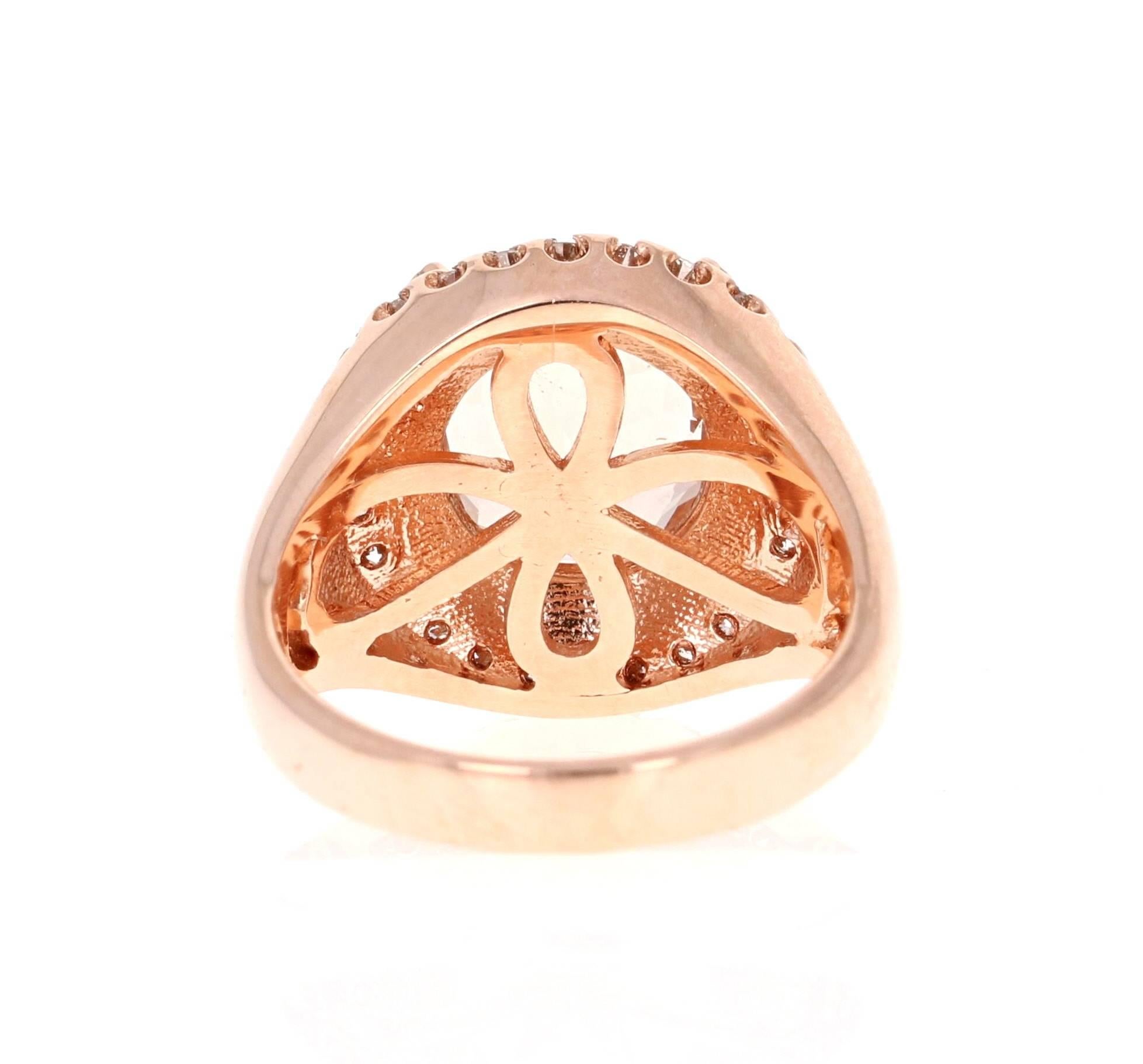 Modern 4.61 Carat Morganite Diamond Rose Gold Ring