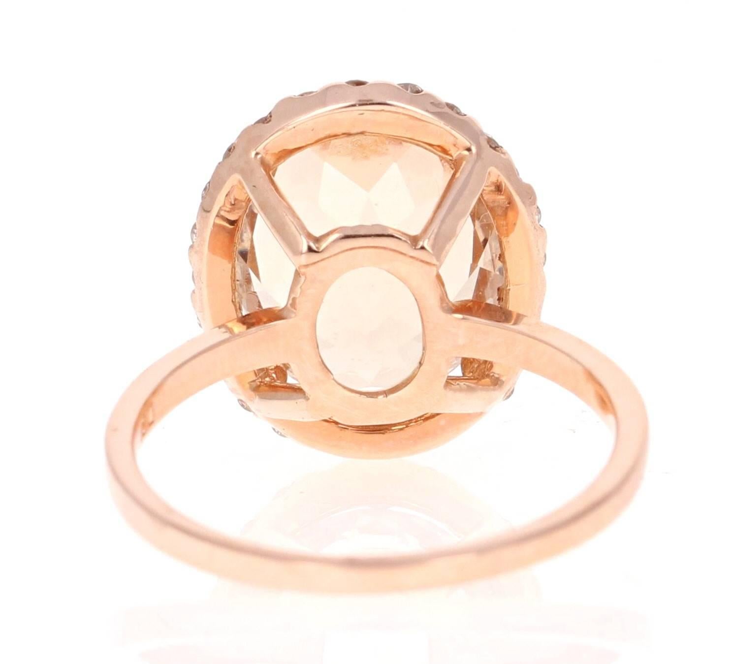 Modern 5.66 Carat Morganite Diamond Rose Gold Ring