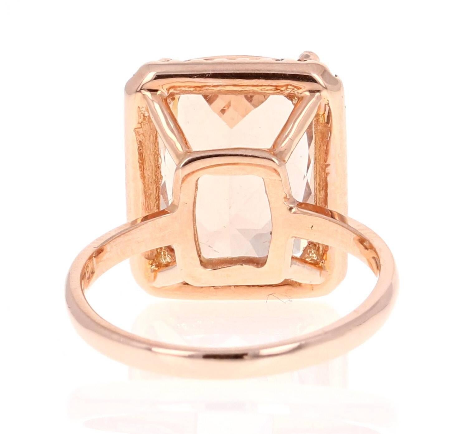 Modern 7.86 Carat Morganite Diamond Rose Gold Ring