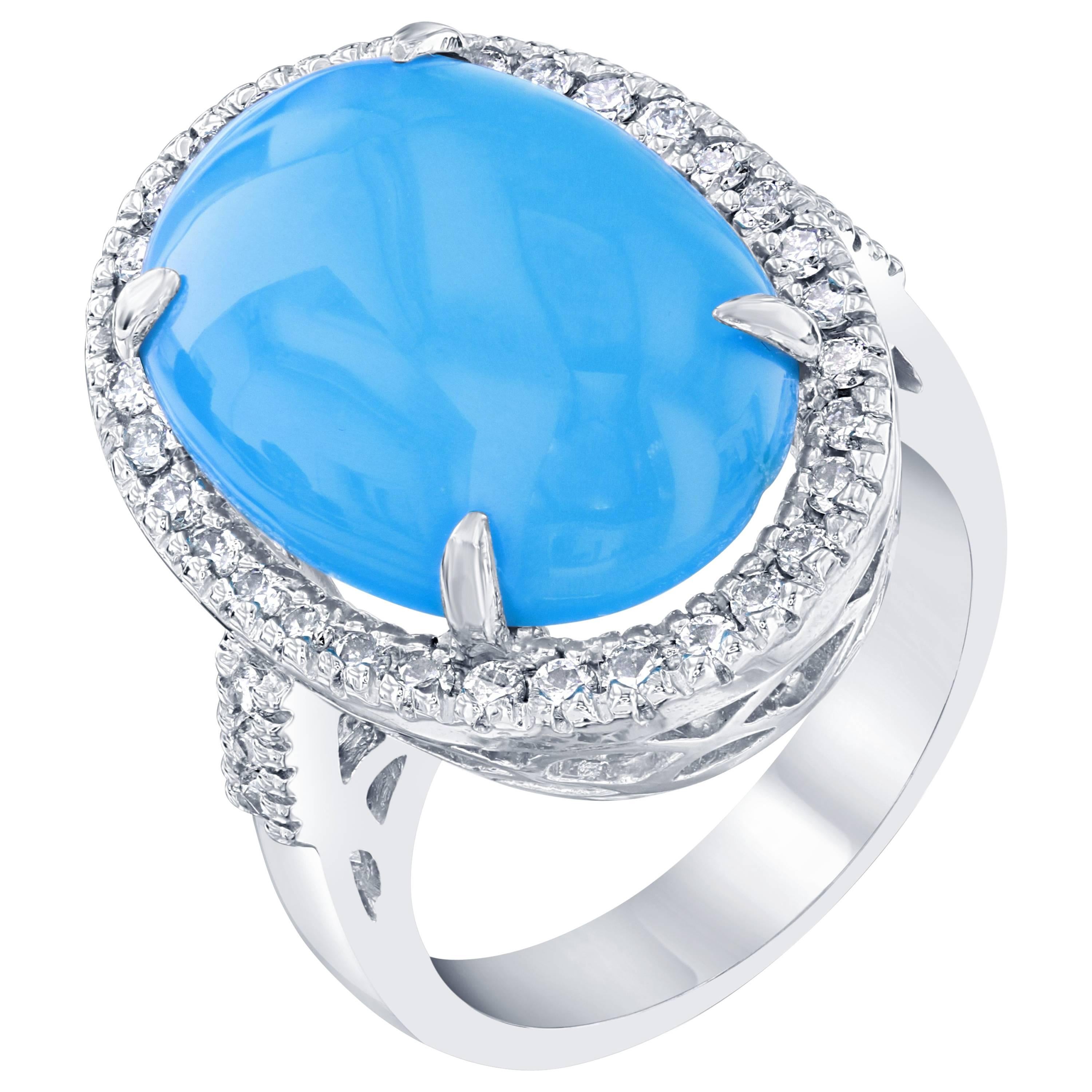 9.35 Carat Turquoise Diamond Cocktail Ring
