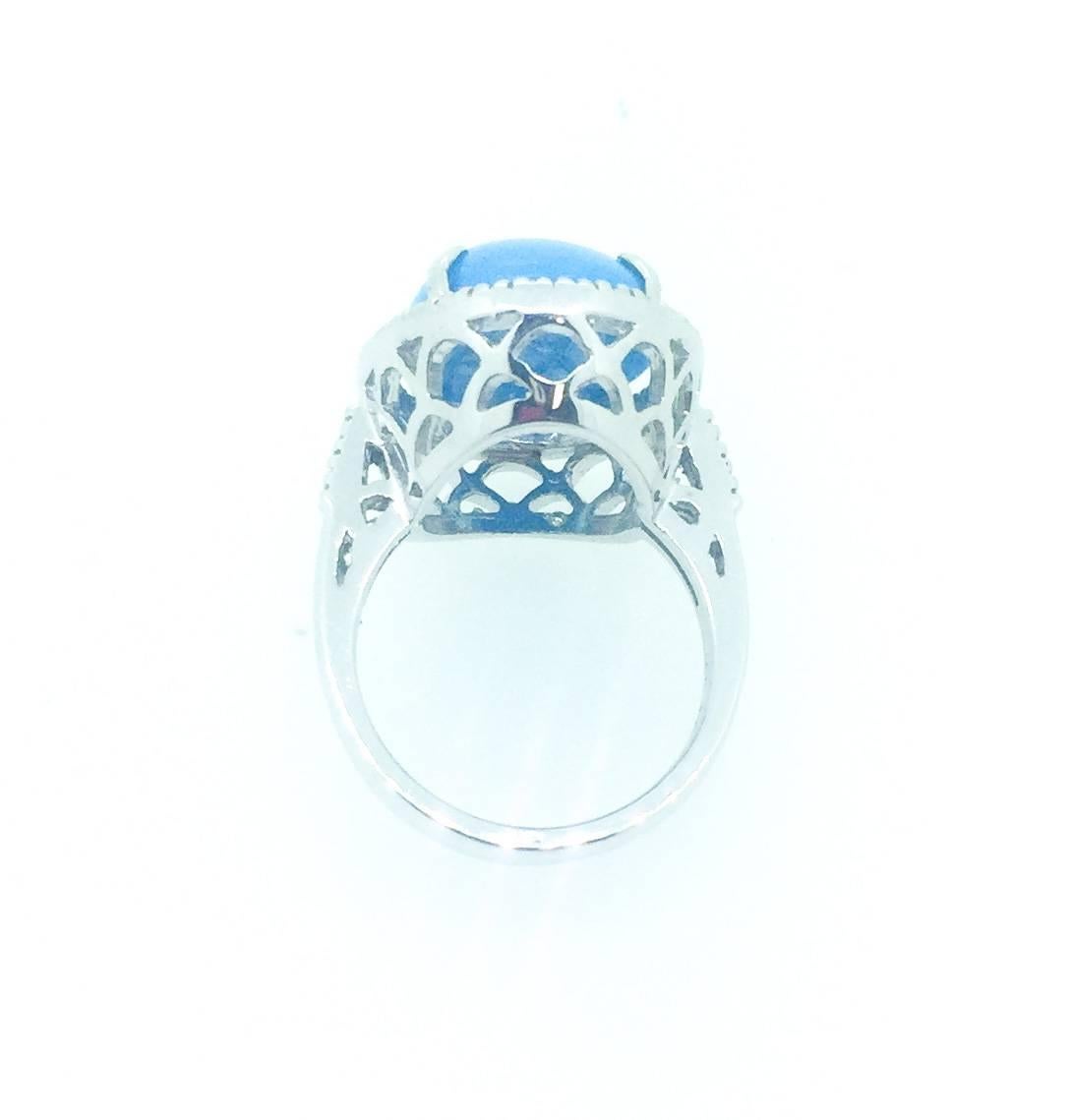 Modern 9.35 Carat Turquoise Diamond Cocktail Ring