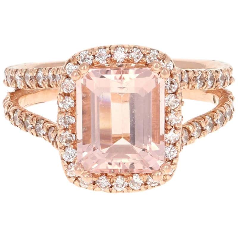 3.94 Carat Morganite Diamond Rose Gold Engagement Ring For Sale at ...